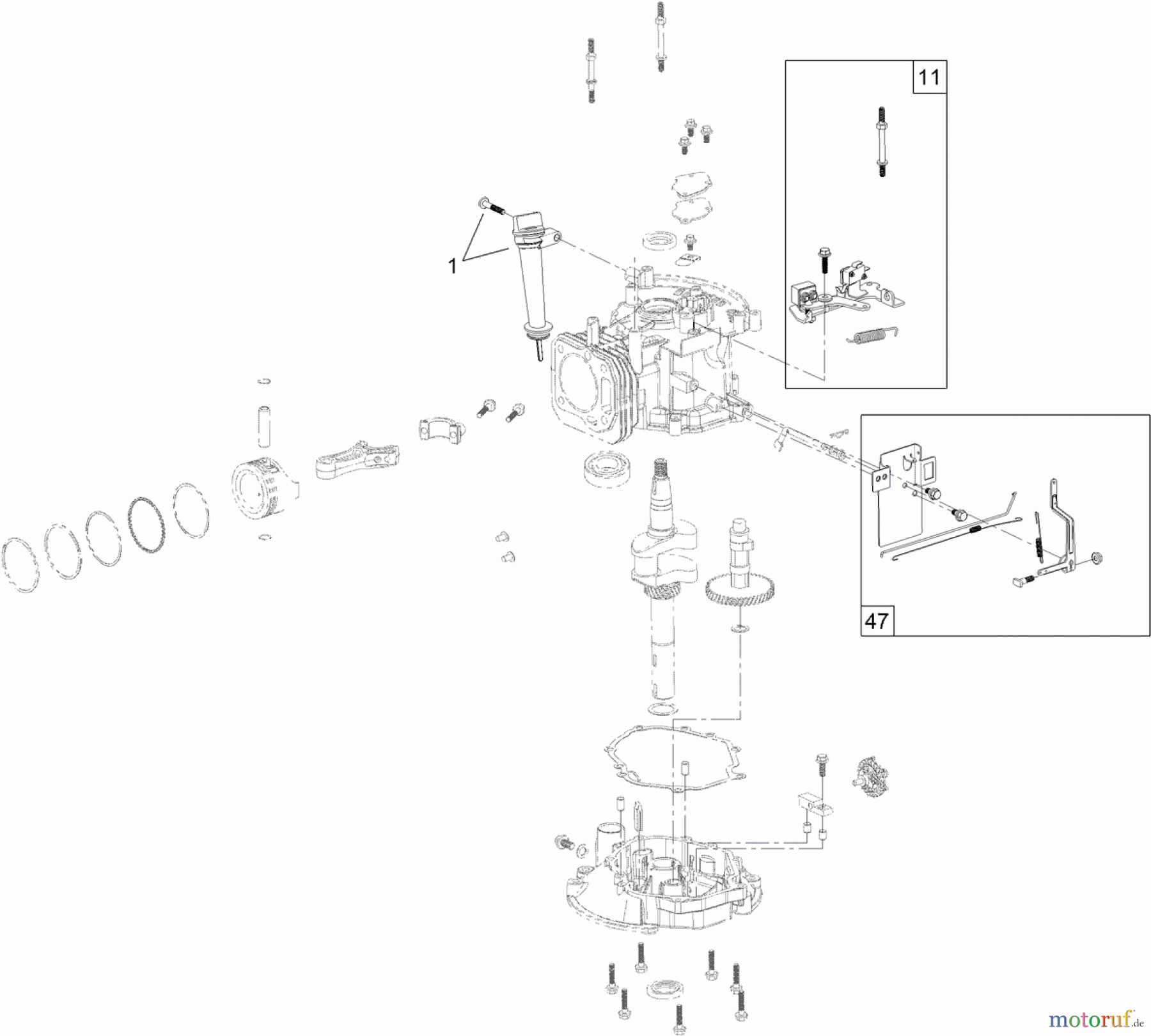  Toro Neu Mowers, Walk-Behind Seite 1 20384 - Toro Super Recycler Lawn Mower, 2012 (SN 312000001-312999999) NO. 2 ENGINE ASSEMBLY NO. 121-2052