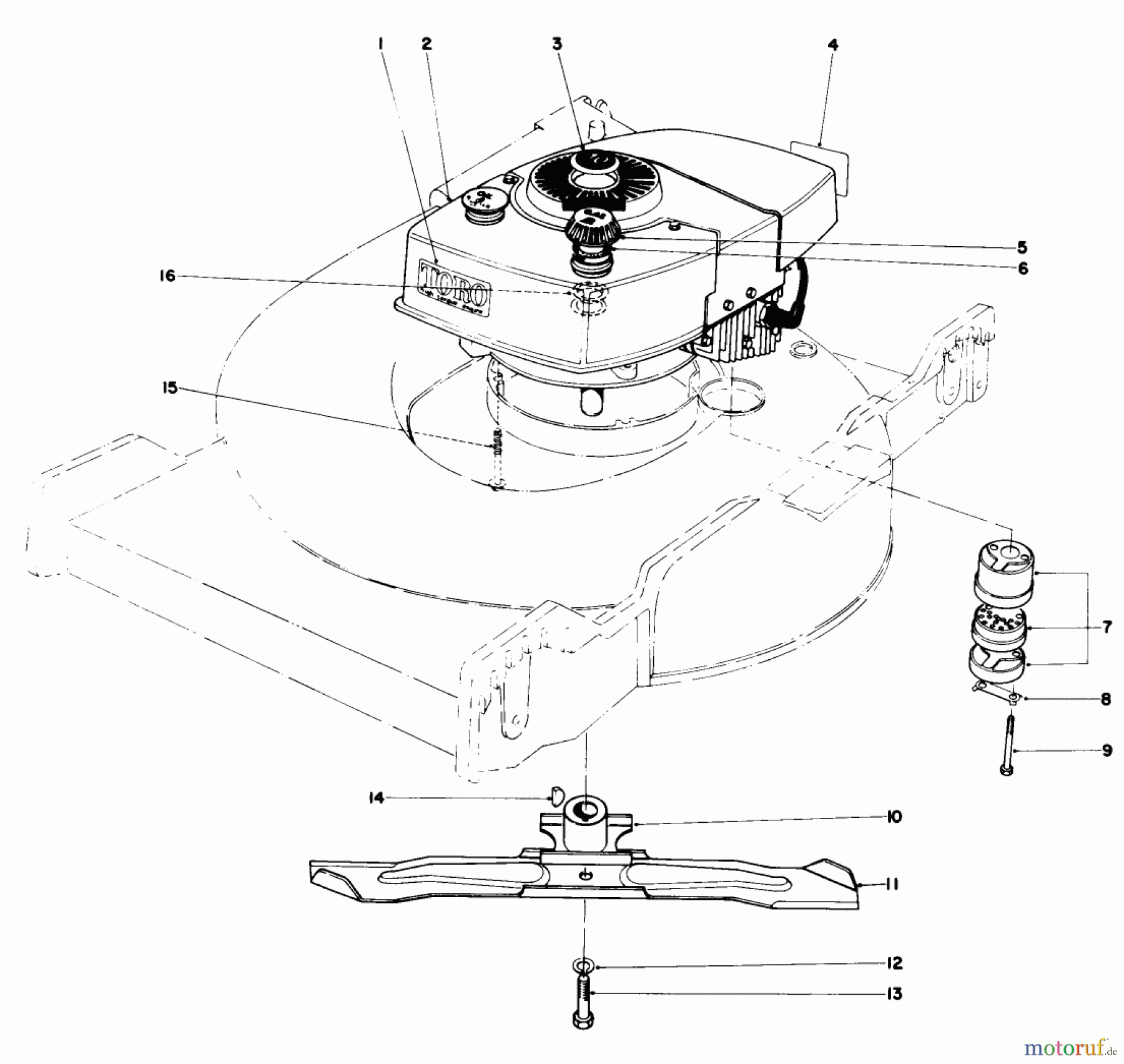  Toro Neu Mowers, Walk-Behind Seite 1 20403 - Toro Lawnmower, 1977 (7000001-7999999) ENGINE ASSEMBLY