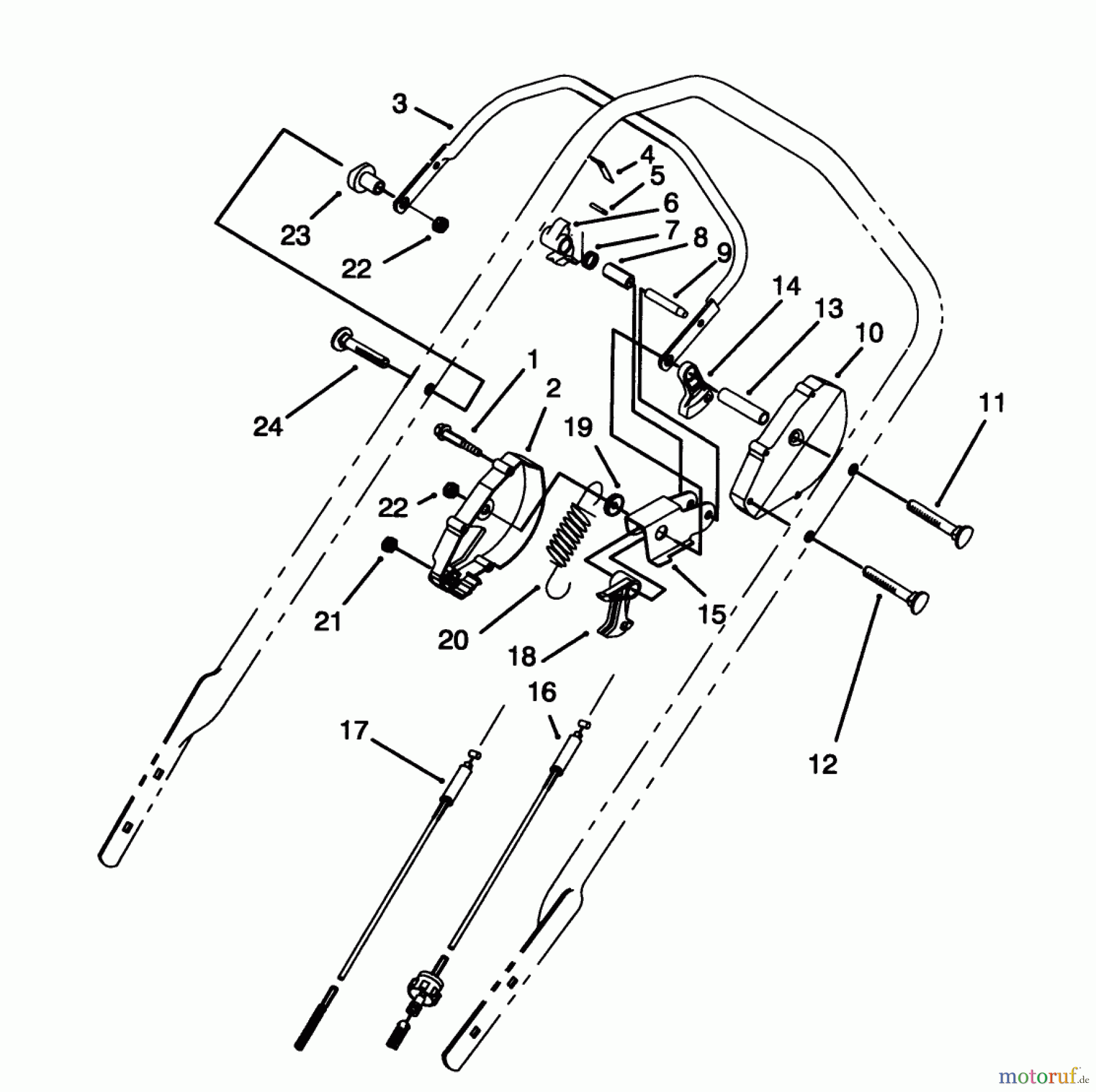  Toro Neu Mowers, Walk-Behind Seite 1 20438WF - Toro Lawnmower, 1993 (39000001-39999999) TRACTION CONTROL ASSEMBLY