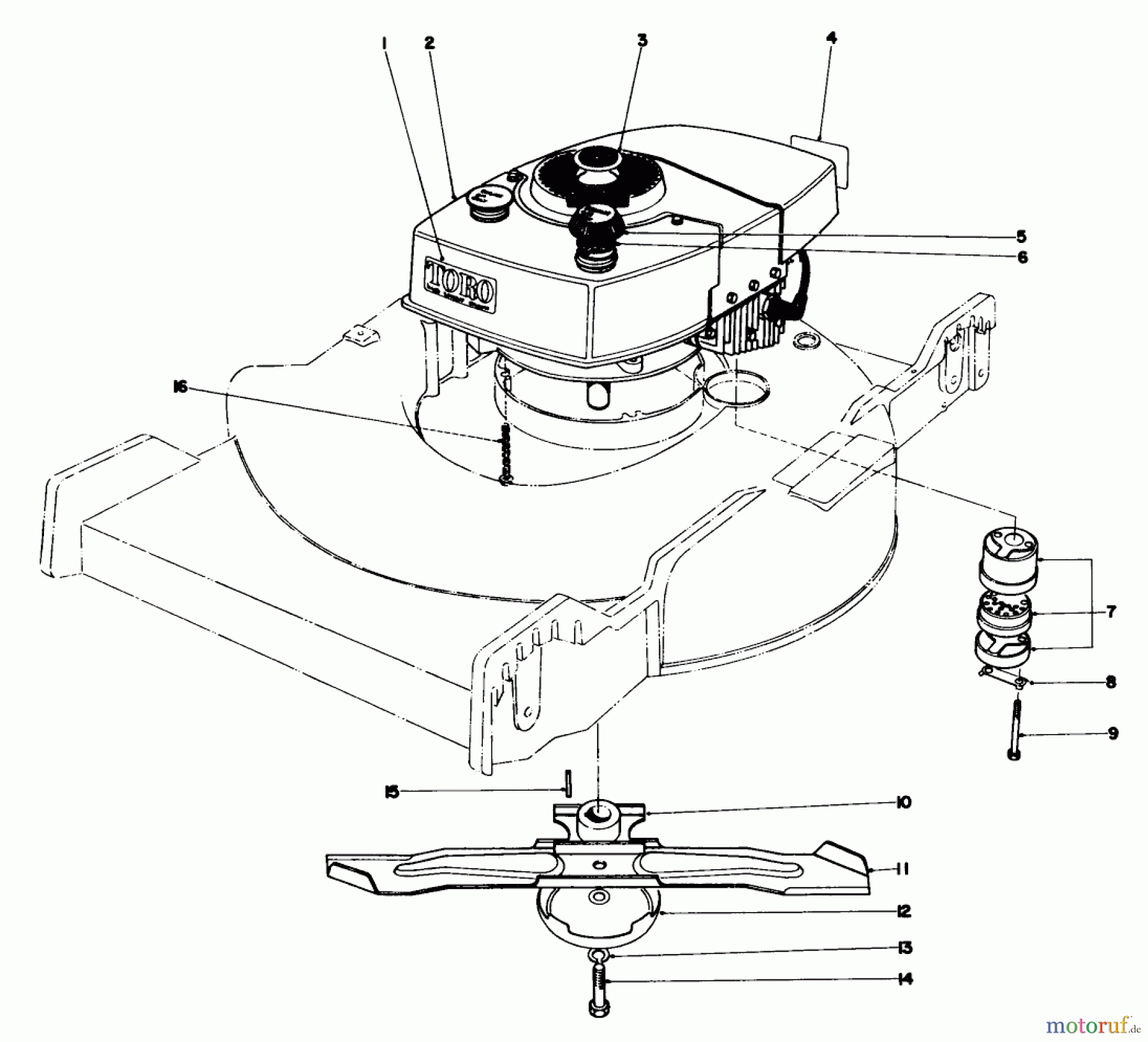  Toro Neu Mowers, Walk-Behind Seite 1 20660 - Toro Lawnmower, 1974 (4000001-4999999) ENGINE ASSEMBLY MODEL NO. 20440