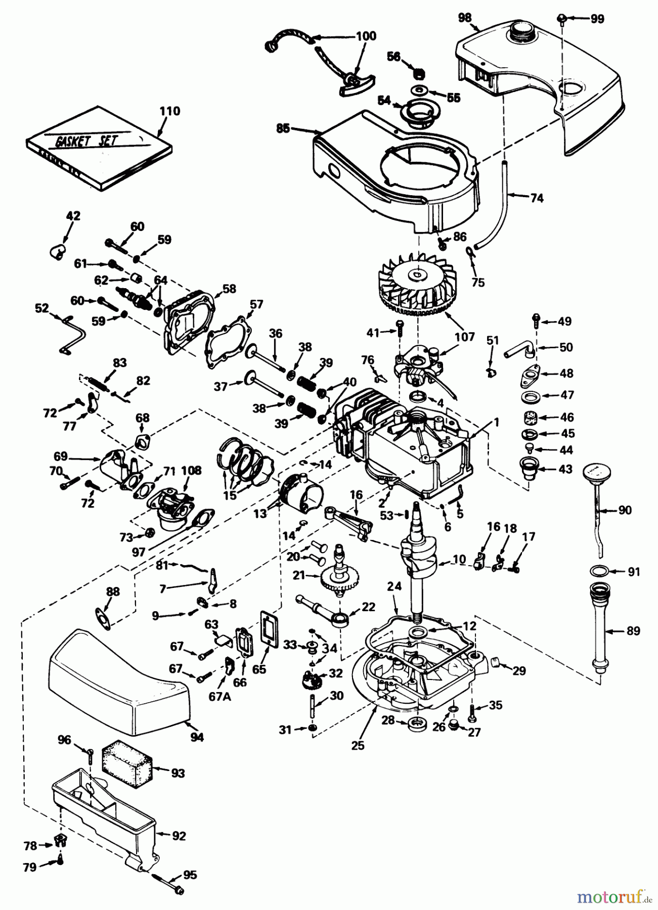  Toro Neu Mowers, Walk-Behind Seite 1 20550 - Toro Lawnmower, 1974 (4000001-4999999) ENGINE MODEL NO. TNT 120-12001 (MOWER MODEL NO. 20660)