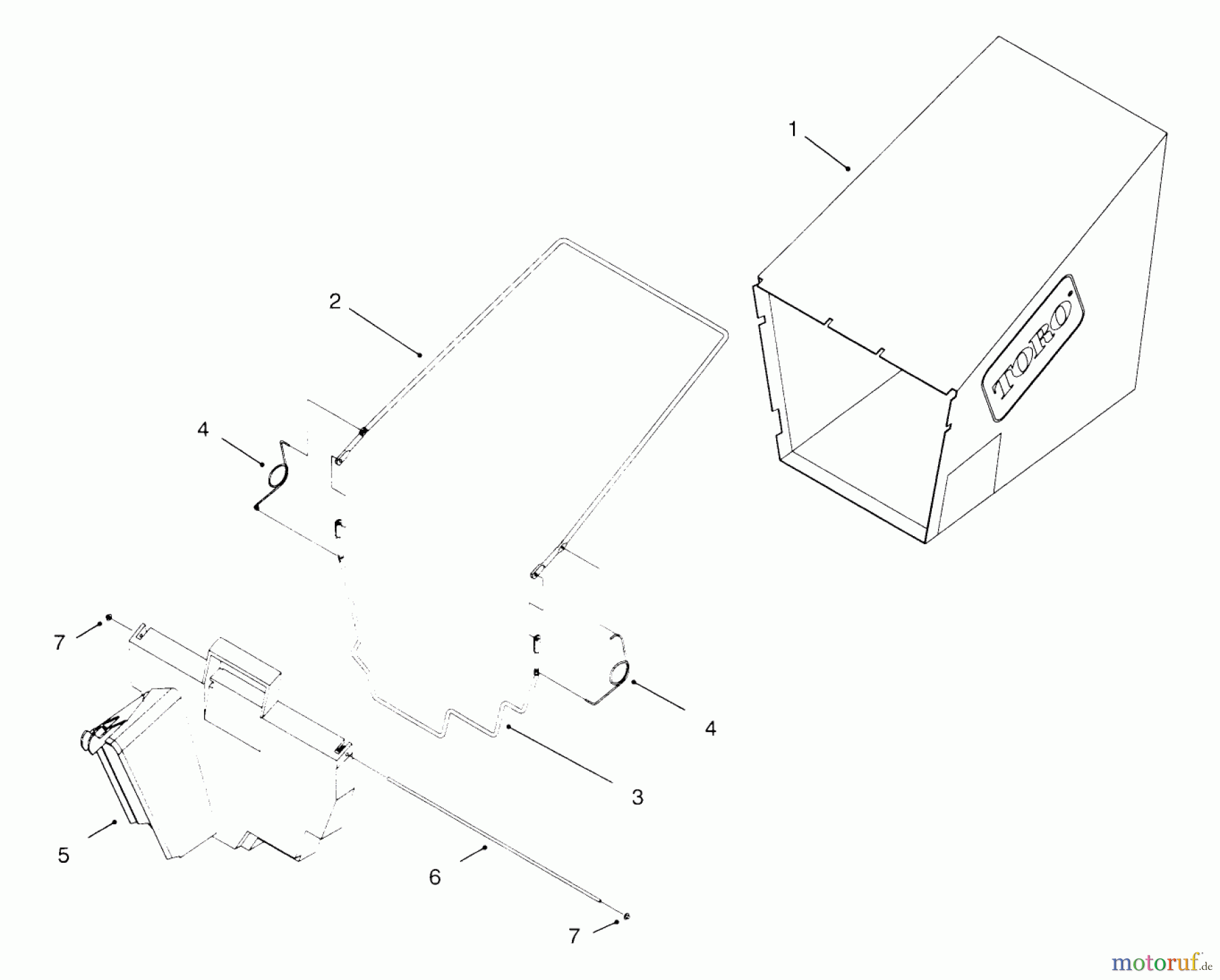  Toro Neu Mowers, Walk-Behind Seite 1 20443 - Toro Lawnmower, 1996 (6900001-6999999) REAR BAGGING ASSEMBLY (MODEL NO. 20453 ONLY)