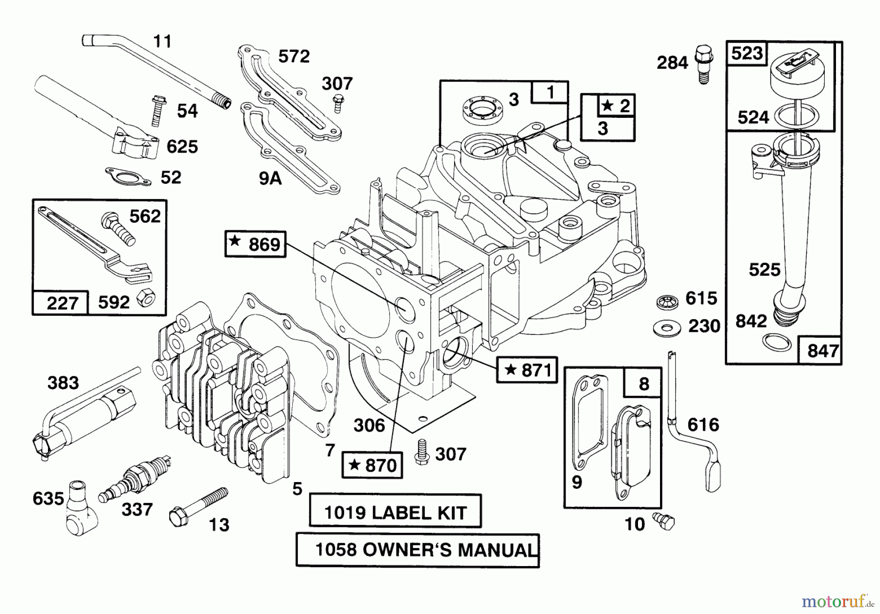  Toro Neu Mowers, Walk-Behind Seite 1 20444 - Toro Lawnmower, 1996 (6900001-6999999) ENGINE BRIGGS & STRATTON MODEL 127802-0640-01 #1