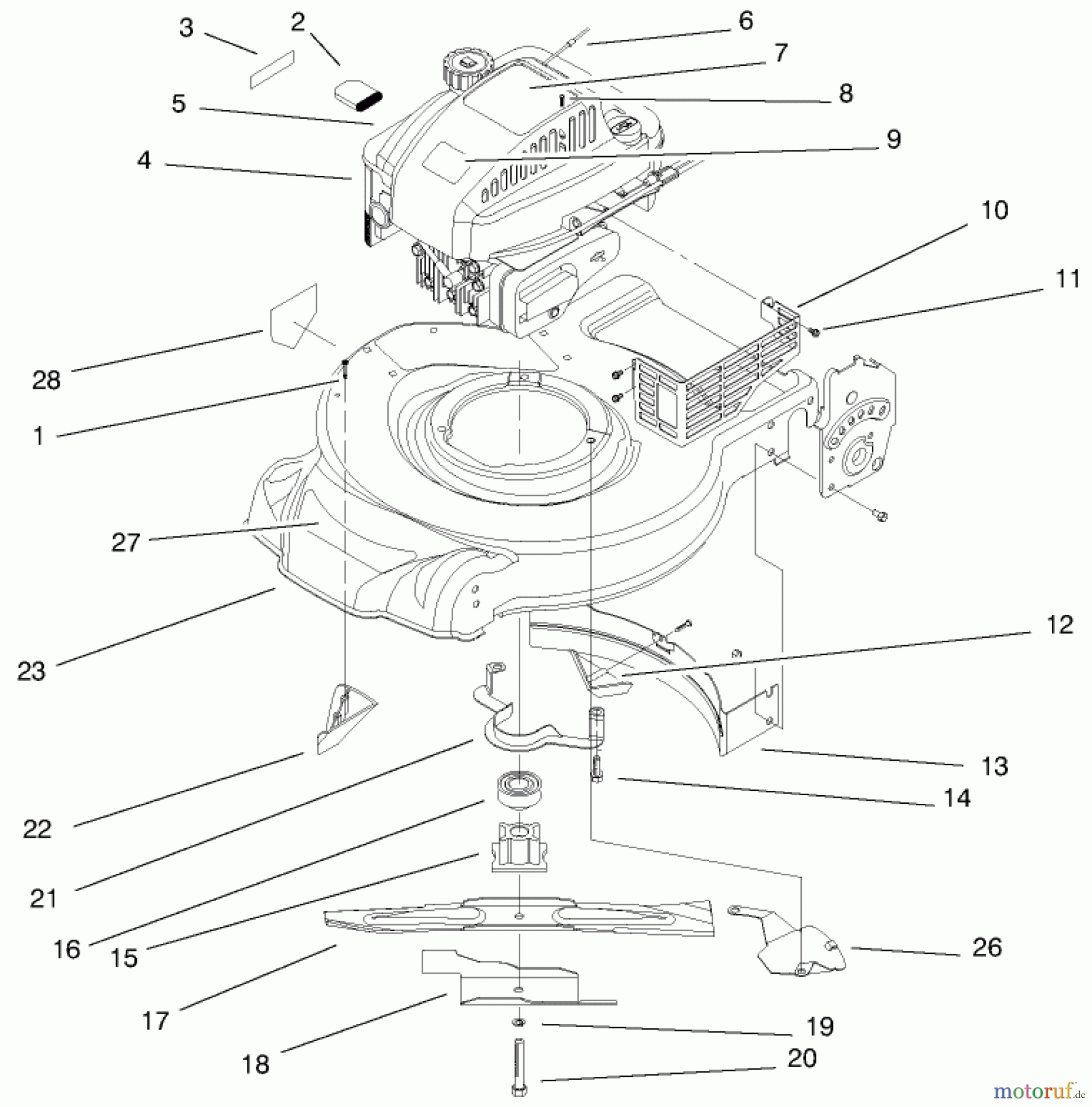  Toro Neu Mowers, Walk-Behind Seite 1 20452 (R-21S) - Toro Recycler Mower, R-21S, 1998 (8900001-8999999) ENGINE ASSEMBLY