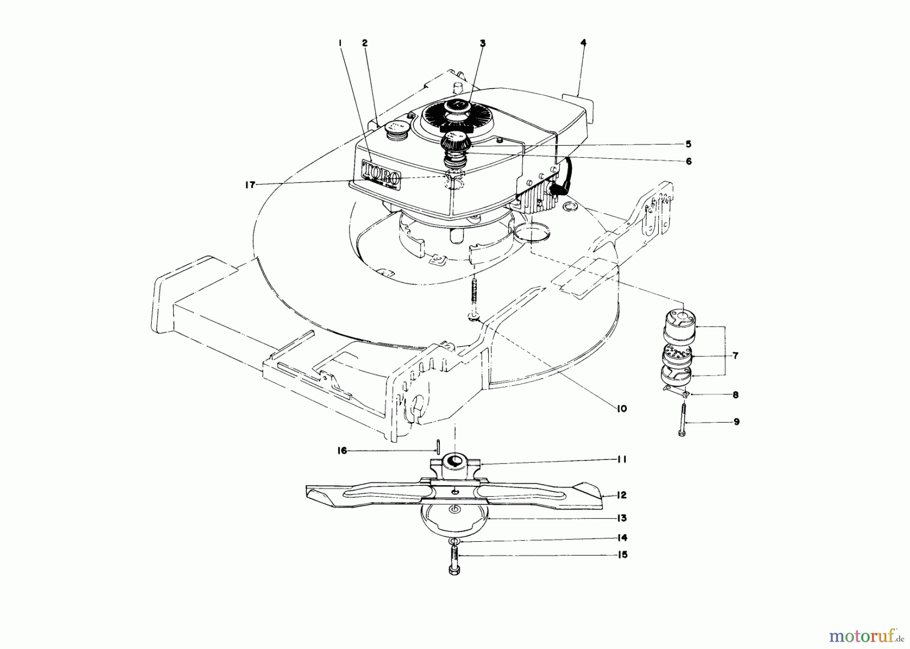  Toro Neu Mowers, Walk-Behind Seite 1 20456 - Toro Lawnmower, 1976 (6000001-6999999) ENGINE ASSEMBLY
