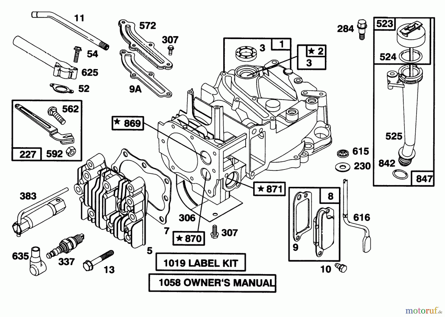  Toro Neu Mowers, Walk-Behind Seite 1 20463 - Toro Super Recycler Lawnmower, 1995 (5900001-5999999) ENGINE BRIGGS & STRATTON MODEL 128802-0615-01 #1
