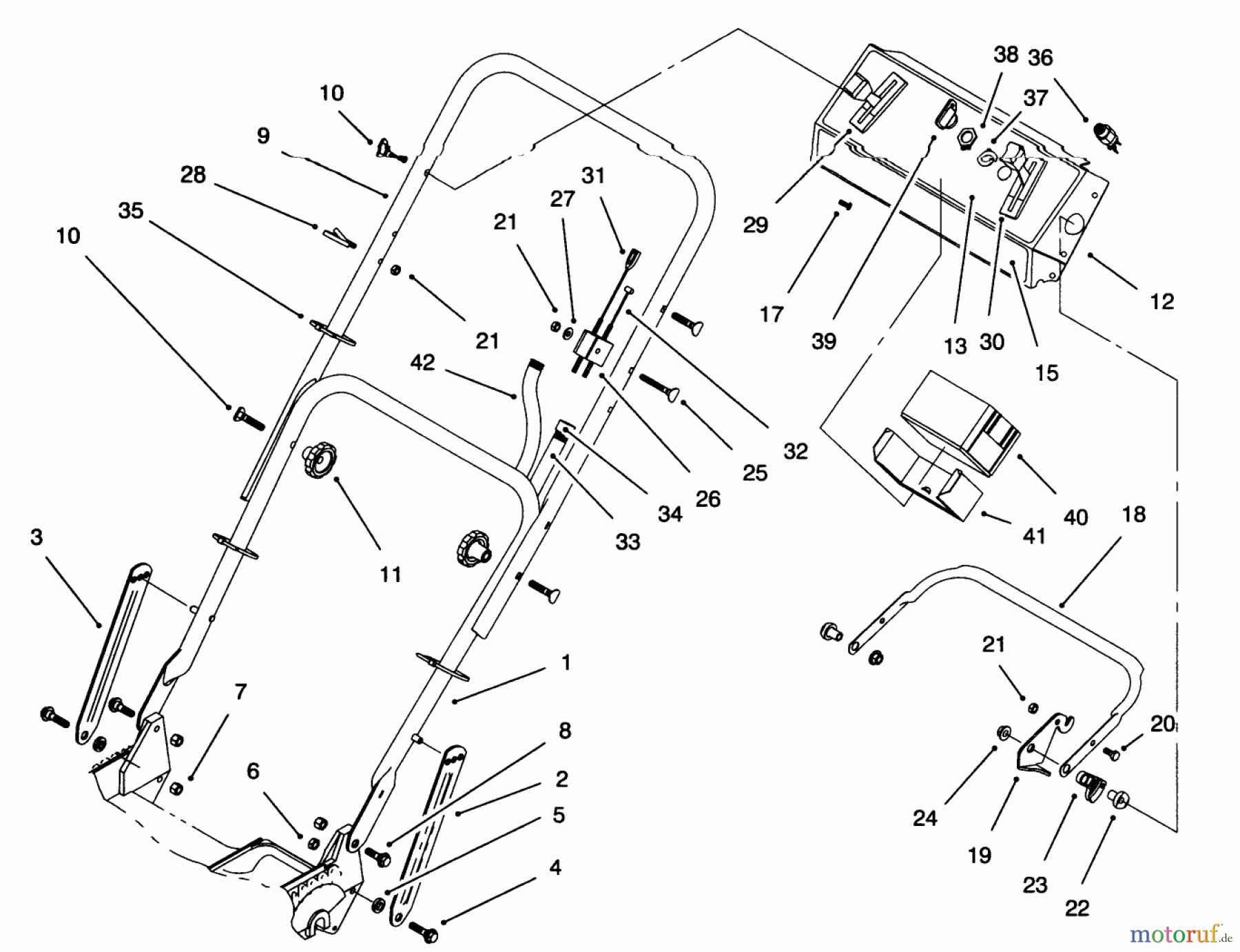  Toro Neu Mowers, Walk-Behind Seite 1 20463 - Toro Super Recycler Lawnmower, 1996 (6900001-6999999) HANDLE ASSEMBLY (MODEL NO. 20463 ONLY)