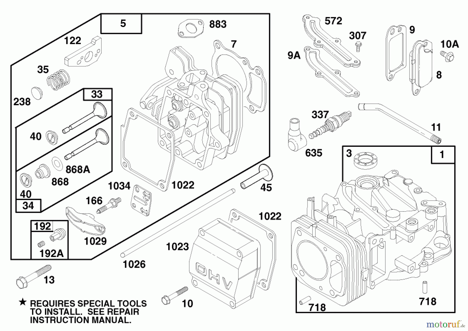  Toro Neu Mowers, Walk-Behind Seite 1 20466 - Toro Lawnmower, 1996 (6900001-6999999) ENGINE GTS 150 (MODEL NO. 20465 ONLY) #1