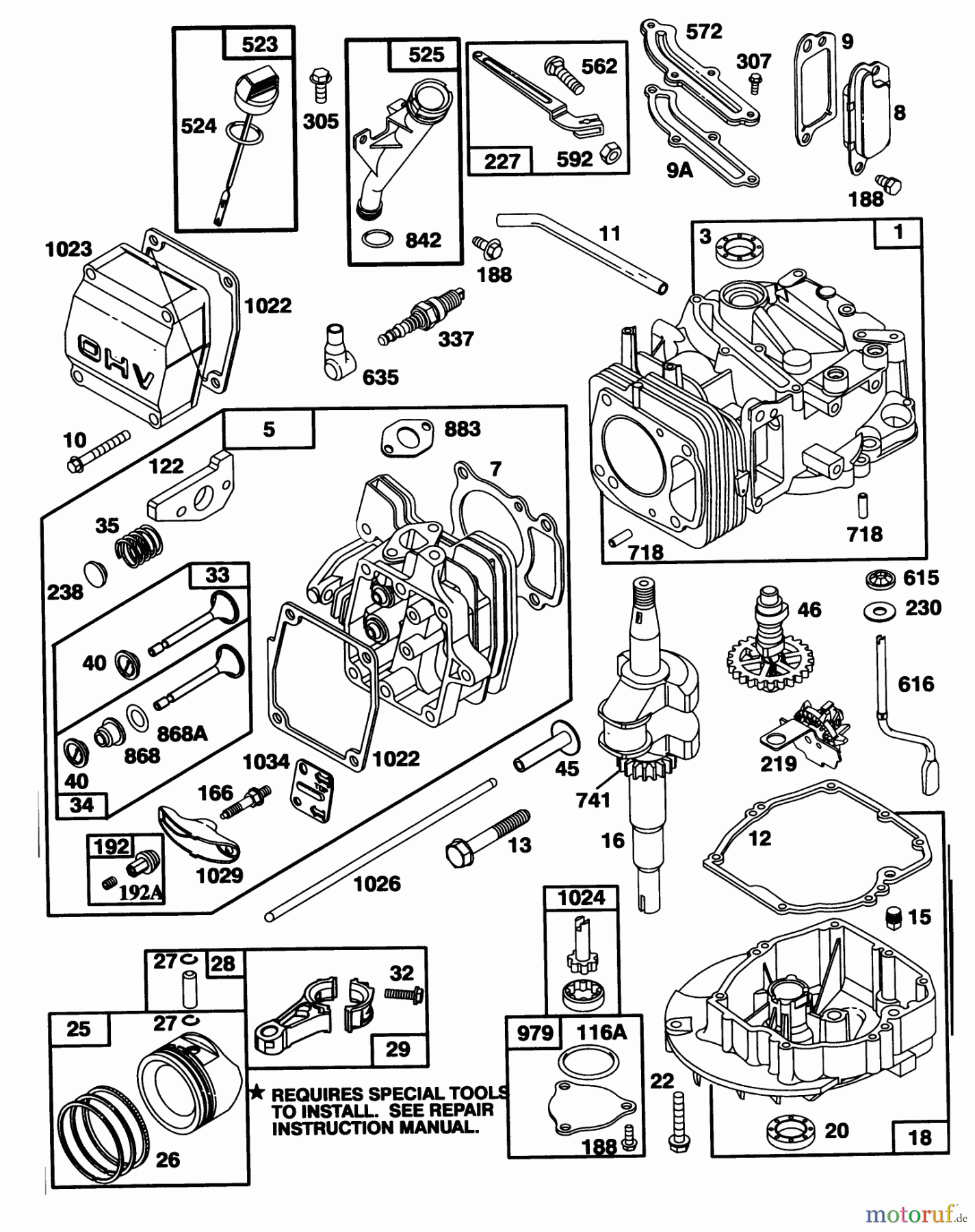 Toro Neu Mowers, Walk-Behind Seite 1 20466 - Toro Super Recycler Lawnmower, 1995 (5900001-5999999) ENGINE GTS-150 (MODEL NO. 20466 ONLY)(MODEL NO. 97777-0110-01) #1