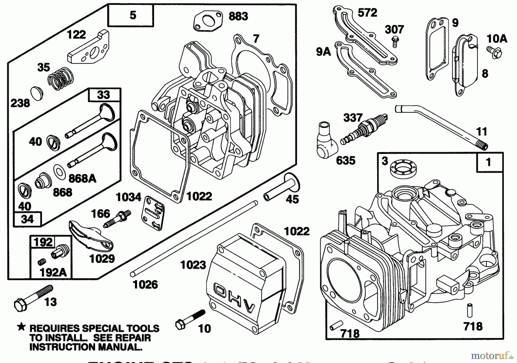  Toro Neu Mowers, Walk-Behind Seite 1 20466 - Toro Super Recycler Lawnmower, 1995 (5900001-5999999) ENGINE GTS 150 (MODEL NO. 20466 ONLY)(MODEL NO. 97777-0311-A1) #1