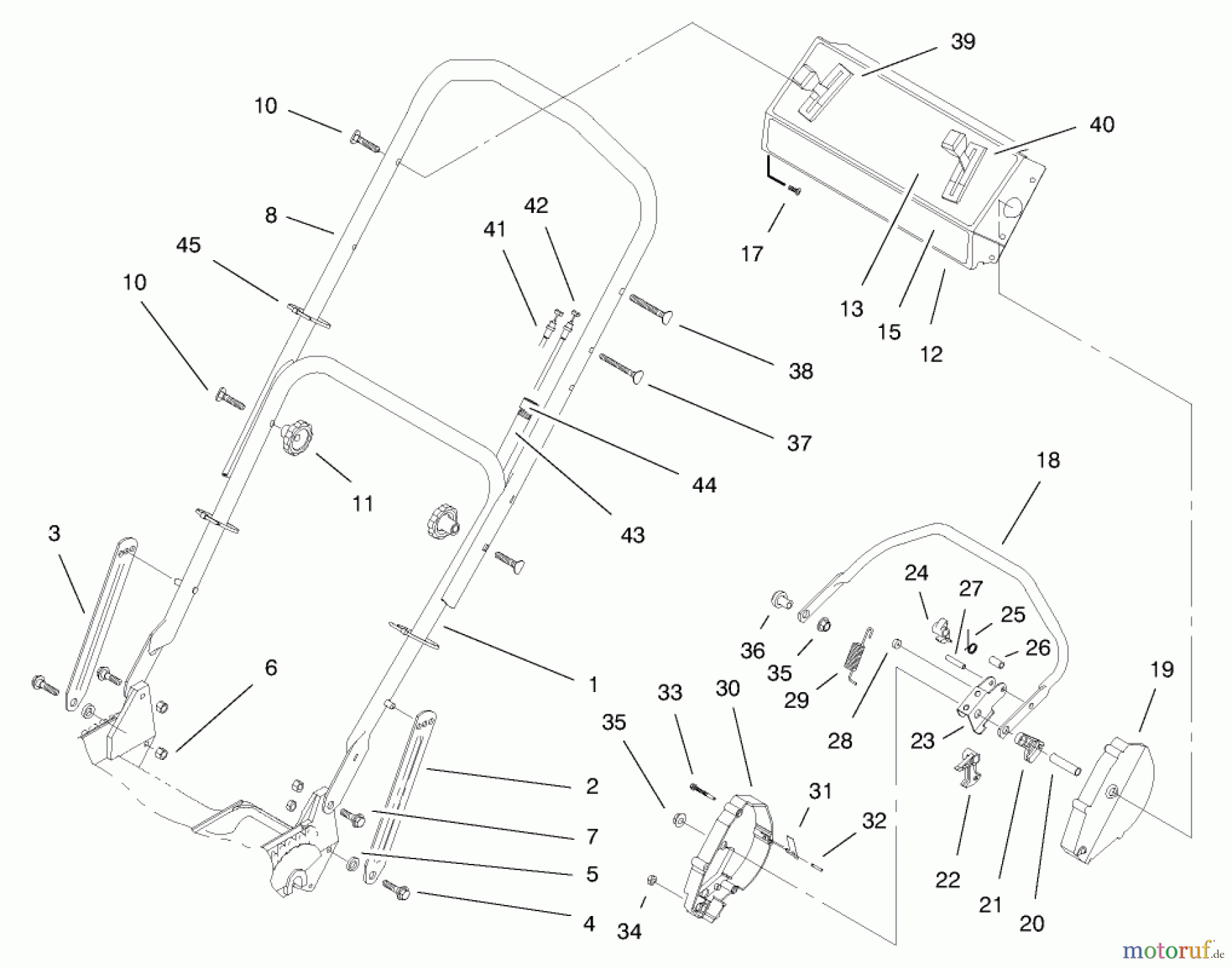  Toro Neu Mowers, Walk-Behind Seite 1 20465 - Toro Super Recycler Mower, 1997 (790000001-799999999) HANDLE ASSEMBLY