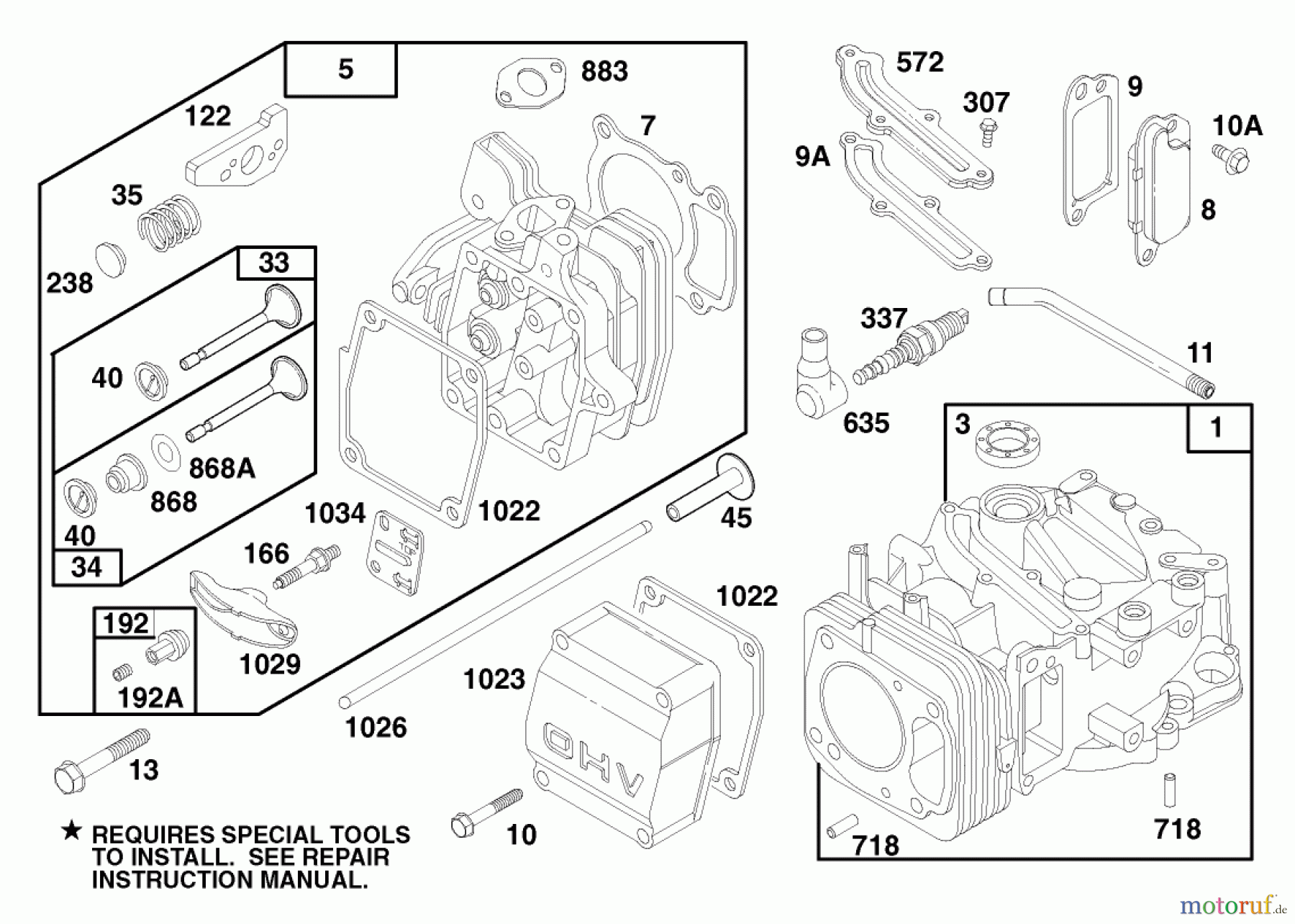  Toro Neu Mowers, Walk-Behind Seite 1 20476 - Toro Lawnmower, 1996 (6900001-6999999) ENGINE GTS 150 (MODEL NO. 20475 ONLY) #1