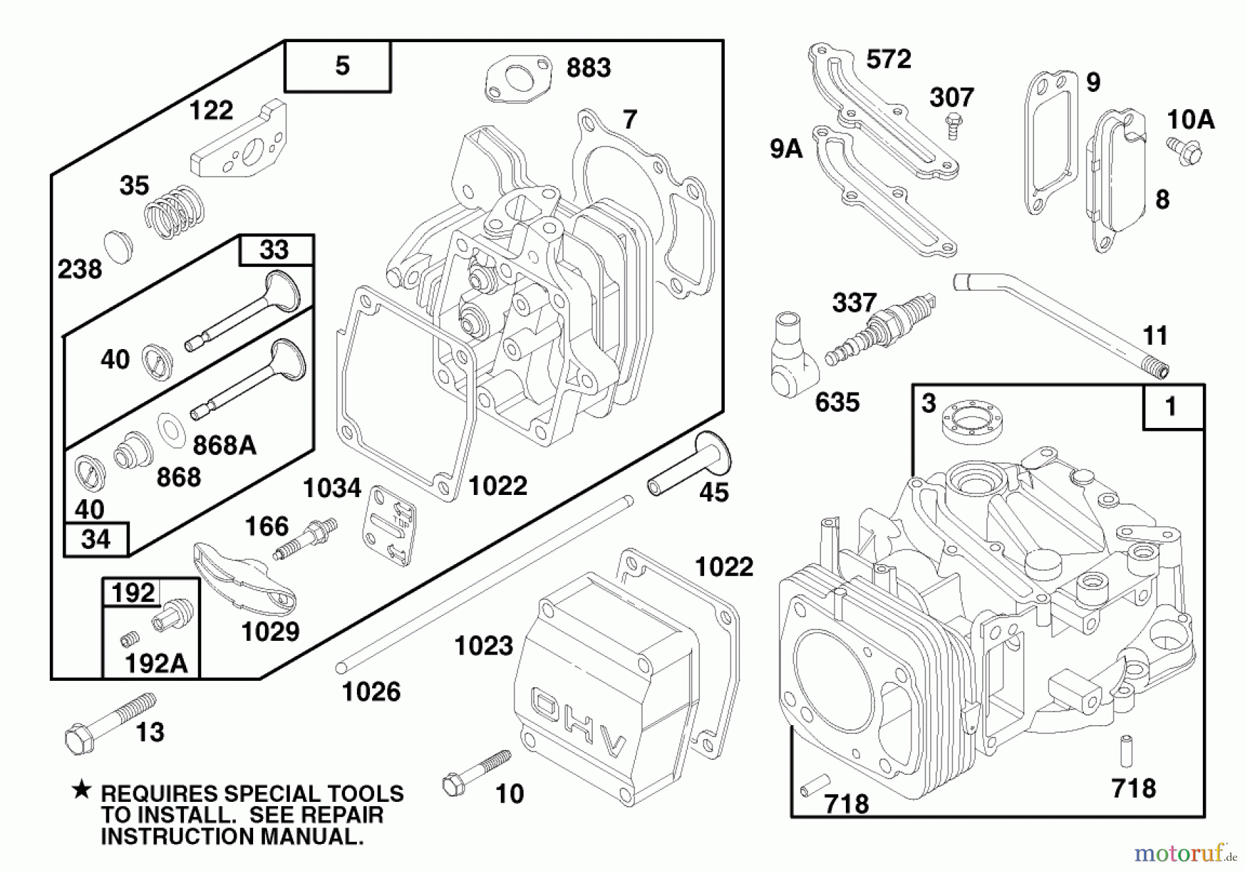  Toro Neu Mowers, Walk-Behind Seite 1 20475 - Toro Lawnmower, 1996 (6900001-6999999) ENGINE GTS 150 (MODEL NO. 20476 ONLY) #1
