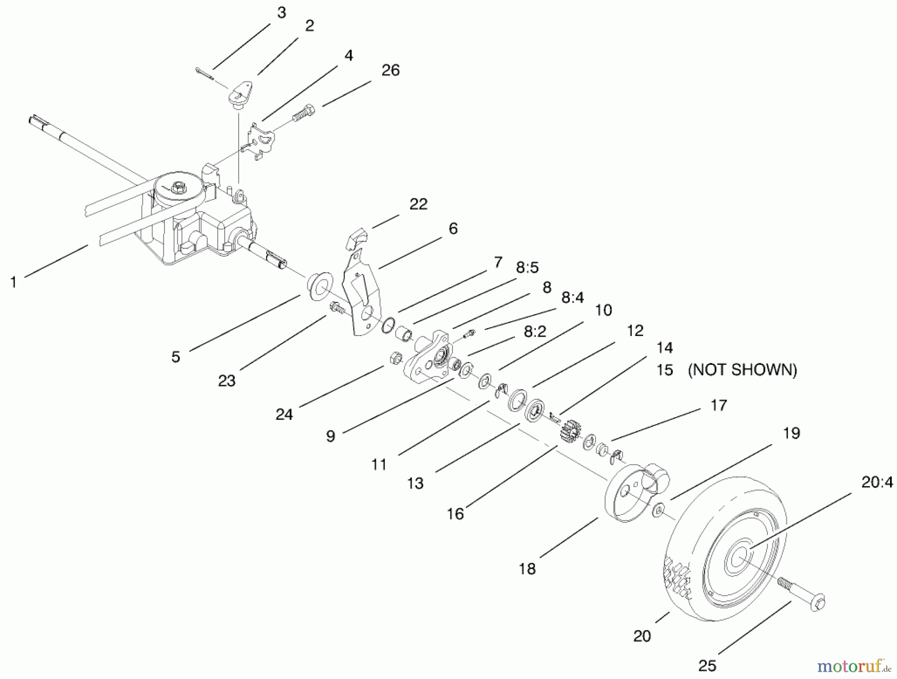  Toro Neu Mowers, Walk-Behind Seite 1 20488 (SR-21OSE) - Toro Super Recycler Mower, SR-21OSE, 1998 (8900001-8999999) REAR AXLE ASSEMBLY