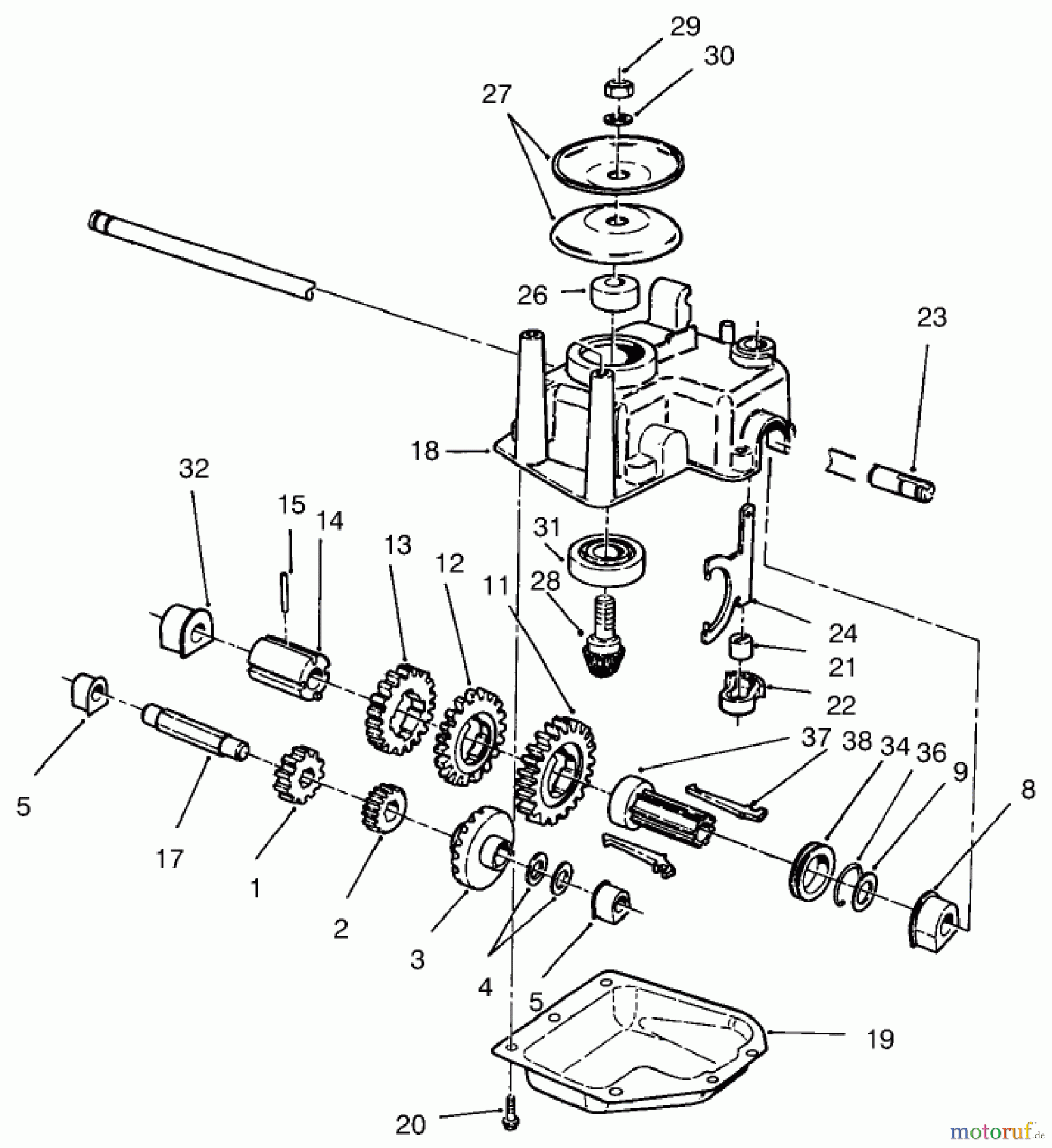  Toro Neu Mowers, Walk-Behind Seite 1 20489 (V-21S) - Toro Vacu-Power Mower, V-21S, 1998 (8900001-8999999) GEAR CASE ASSEMBLY