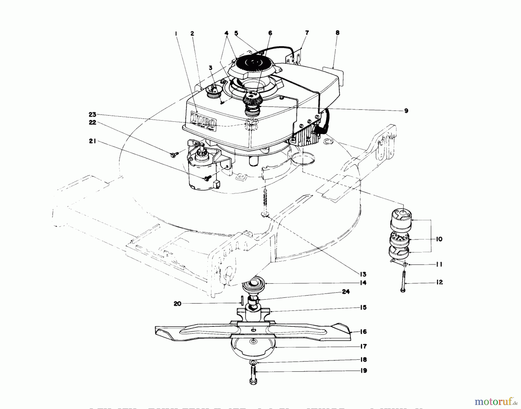  Toro Neu Mowers, Walk-Behind Seite 1 20644 - Toro Lawnmower, 1977 (7000001-7999999) ENGINE ASSEMBLY (MODEL NO. 20644 AND 20657)
