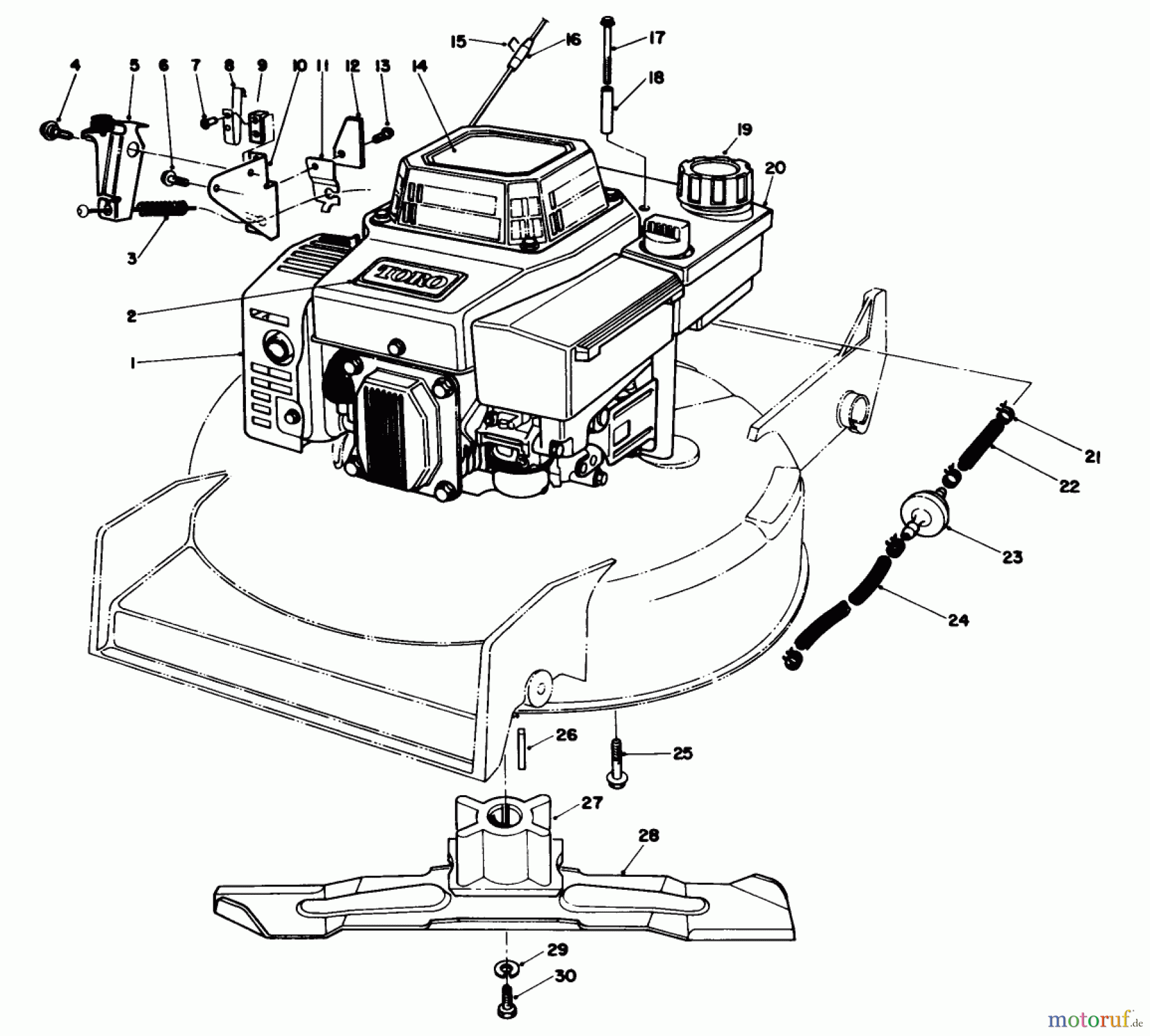  Toro Neu Mowers, Walk-Behind Seite 1 20526 - Toro Lawnmower, 1987 (7000001-7999999) ENGINE ASSEMBLY (MODEL NO. VMG6) #1