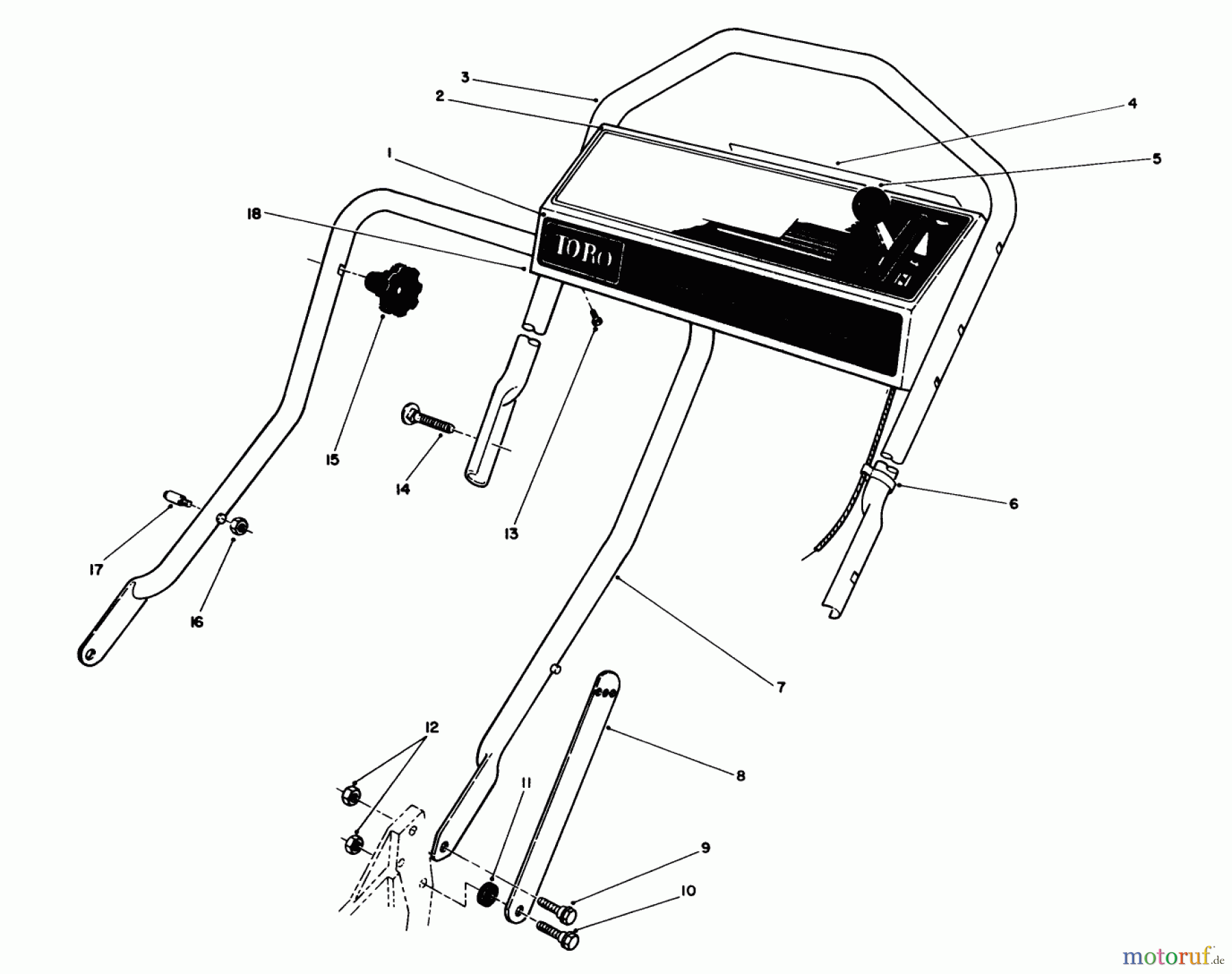  Toro Neu Mowers, Walk-Behind Seite 1 20526C - Toro Lawnmower, 1988 (8000001-8999999) CONTROL PANEL HANDLE ASSEMBLY
