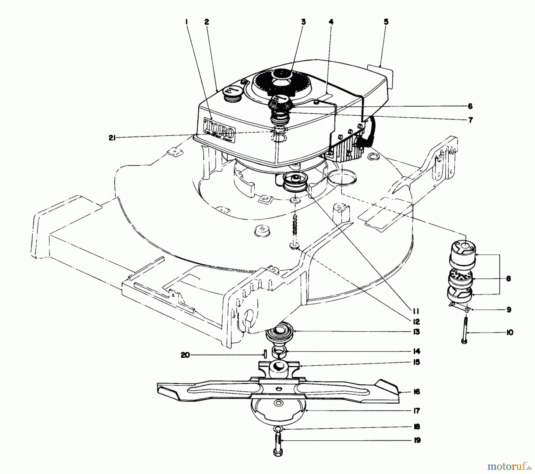  Toro Neu Mowers, Walk-Behind Seite 1 20550 - Toro Lawnmower, 1975 (5000001-5999999) ENGINE ASSEMBLY