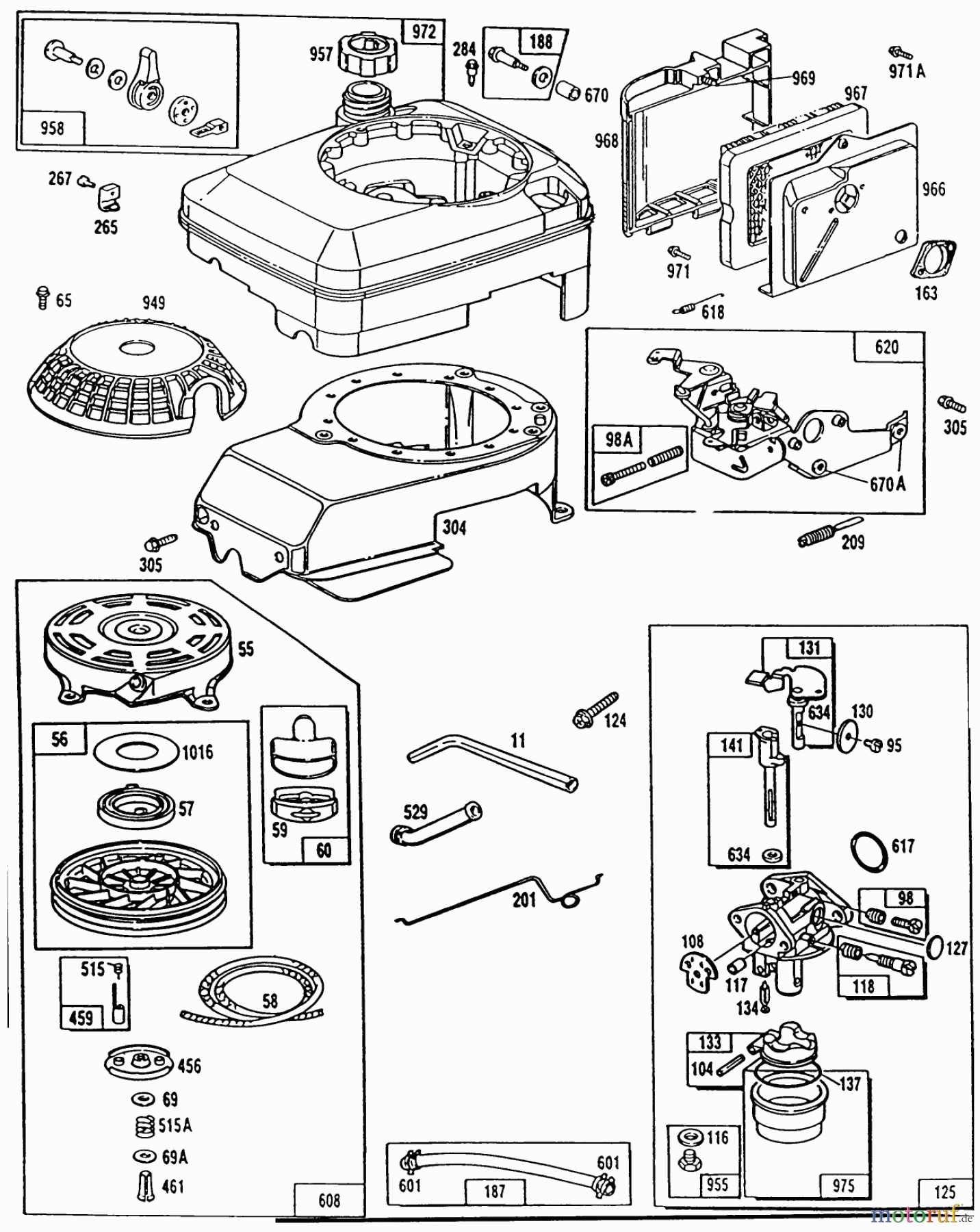  Toro Neu Mowers, Walk-Behind Seite 1 20561 - Toro Lawnmower, 1990 (0000001-0999999) ENGINE MODEL NO. 124702-3115-01
