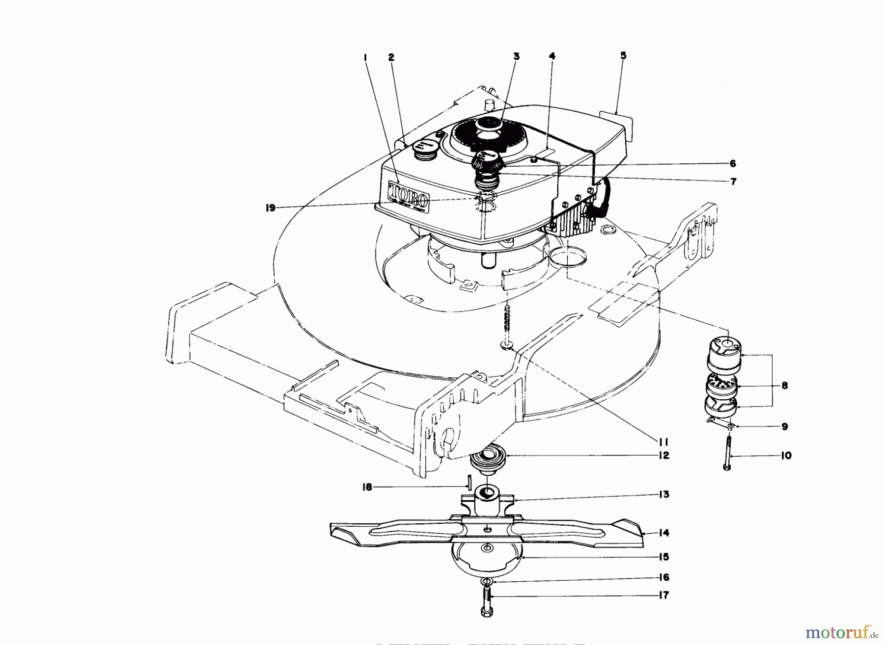  Toro Neu Mowers, Walk-Behind Seite 1 20562 - Toro Lawnmower, 1976 (6000001-6999999) ENGINE ASSEMBLY