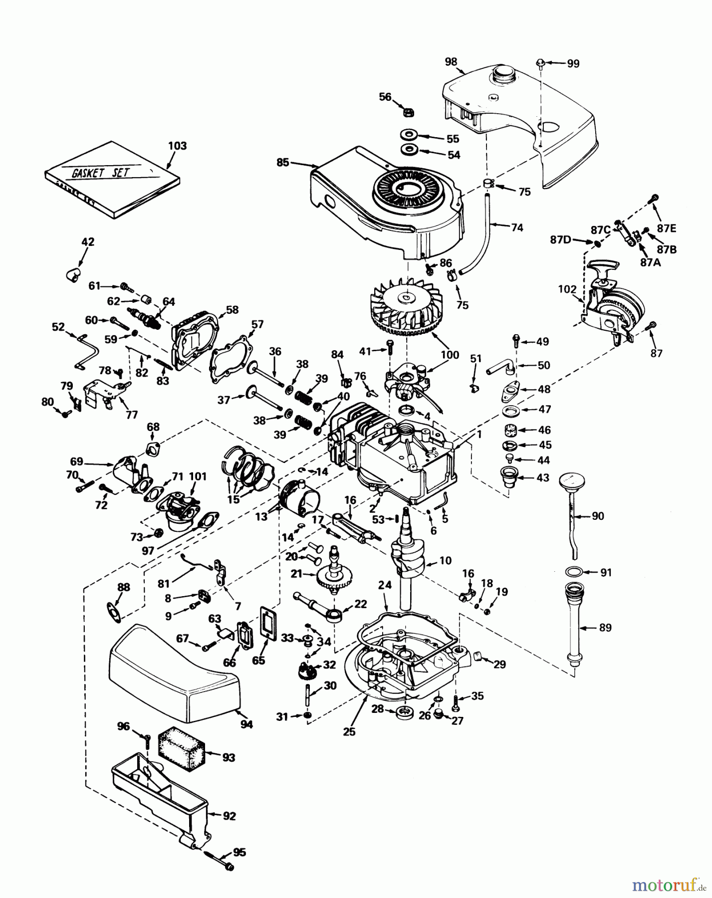  Toro Neu Mowers, Walk-Behind Seite 1 20562 - Toro Lawnmower, 1976 (6000001-6999999) ENGINE TECUMSEH MODEL NO. TNT 100-10045