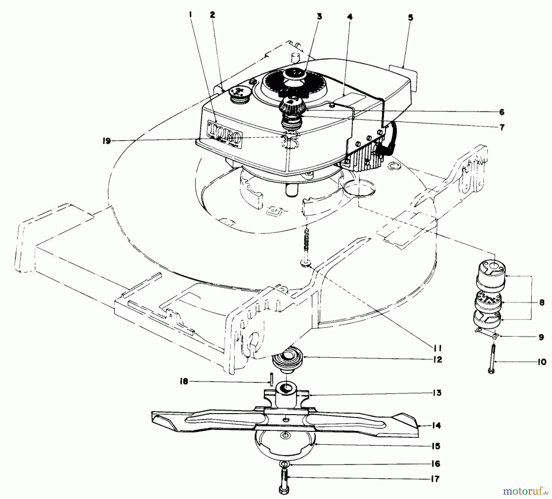  Toro Neu Mowers, Walk-Behind Seite 1 20673 - Toro Lawnmower, 1977 (7000001-7999999) ENGINE ASSEMBLY (MODEL NO. 20562)