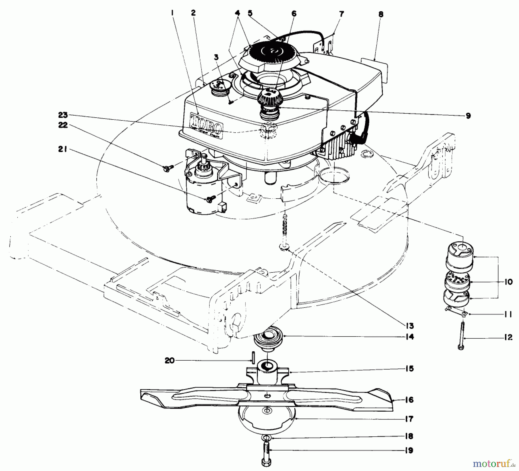  Toro Neu Mowers, Walk-Behind Seite 1 20673 - Toro Lawnmower, 1977 (7000001-7999999) ENGINE ASSEMBLY (MODEL NO. 20673)