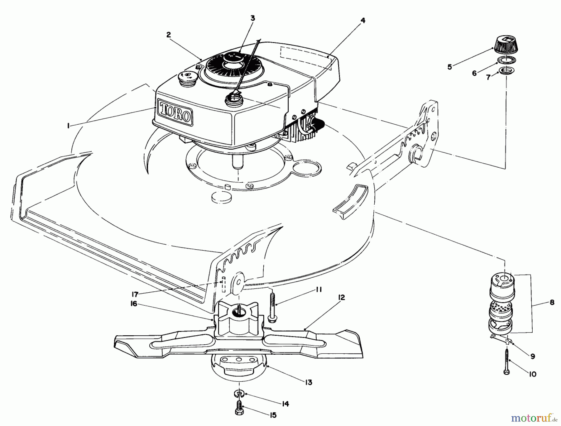 Toro Neu Mowers, Walk-Behind Seite 1 20570 - Toro Lawnmower, 1983 (3000001-3999999) ENGINE ASSEMBLY