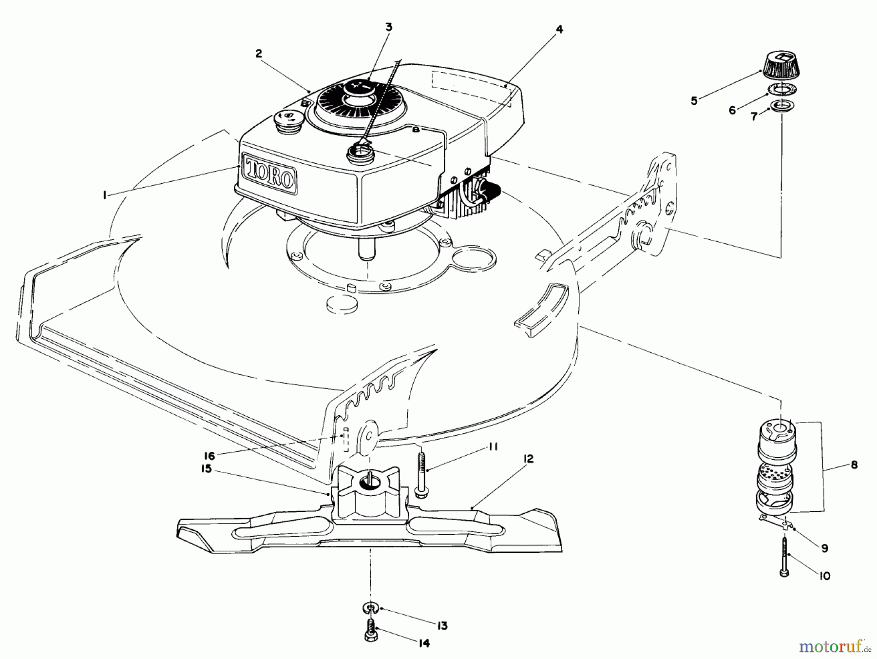  Toro Neu Mowers, Walk-Behind Seite 1 20570 - Toro Lawnmower, 1985 (5000001-5999999) ENGINE ASSEMBLY