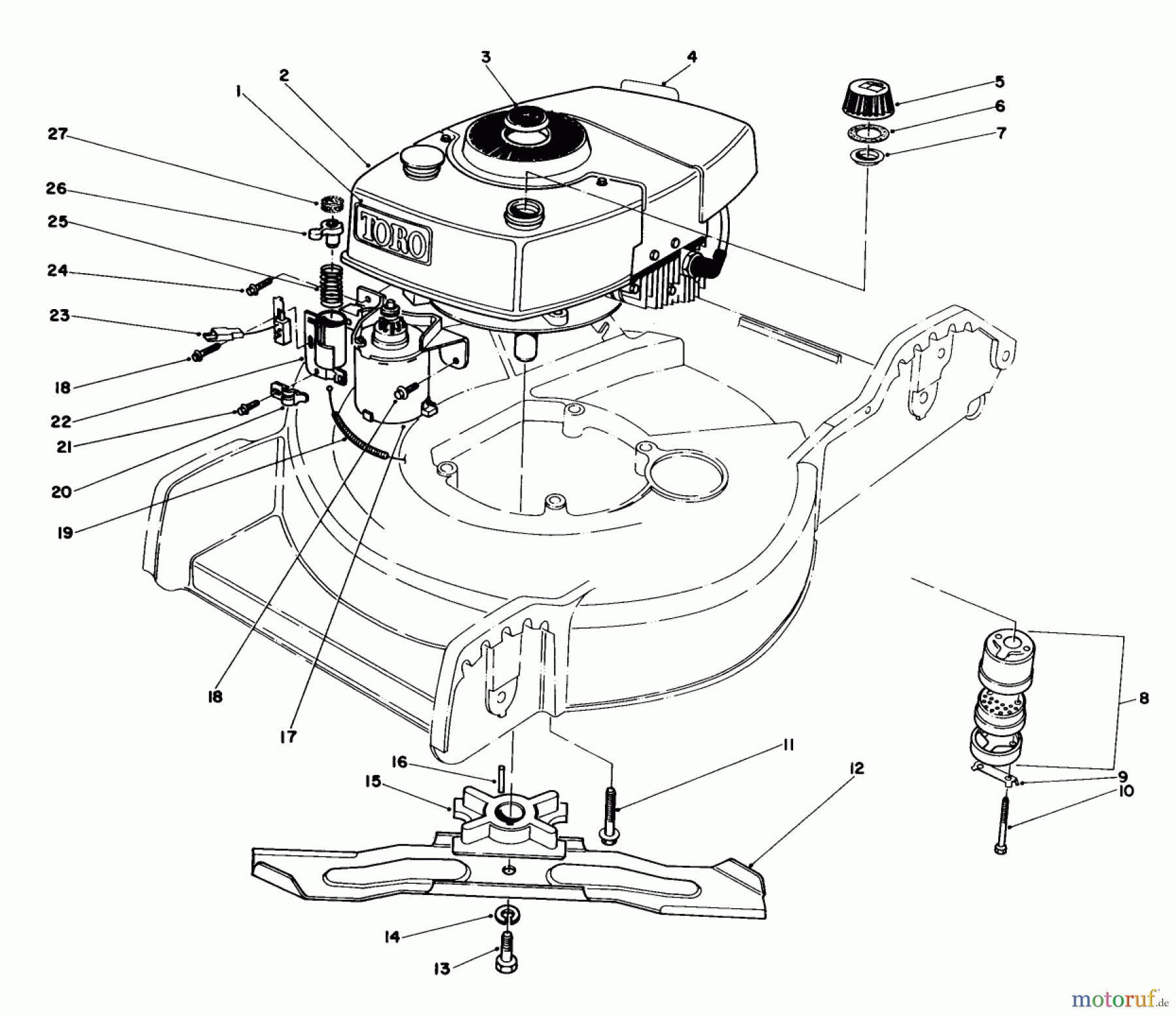  Toro Neu Mowers, Walk-Behind Seite 1 20574 - Toro Lawnmower, 1983 (3000001-3999999) ENGINE ASSEMBLY