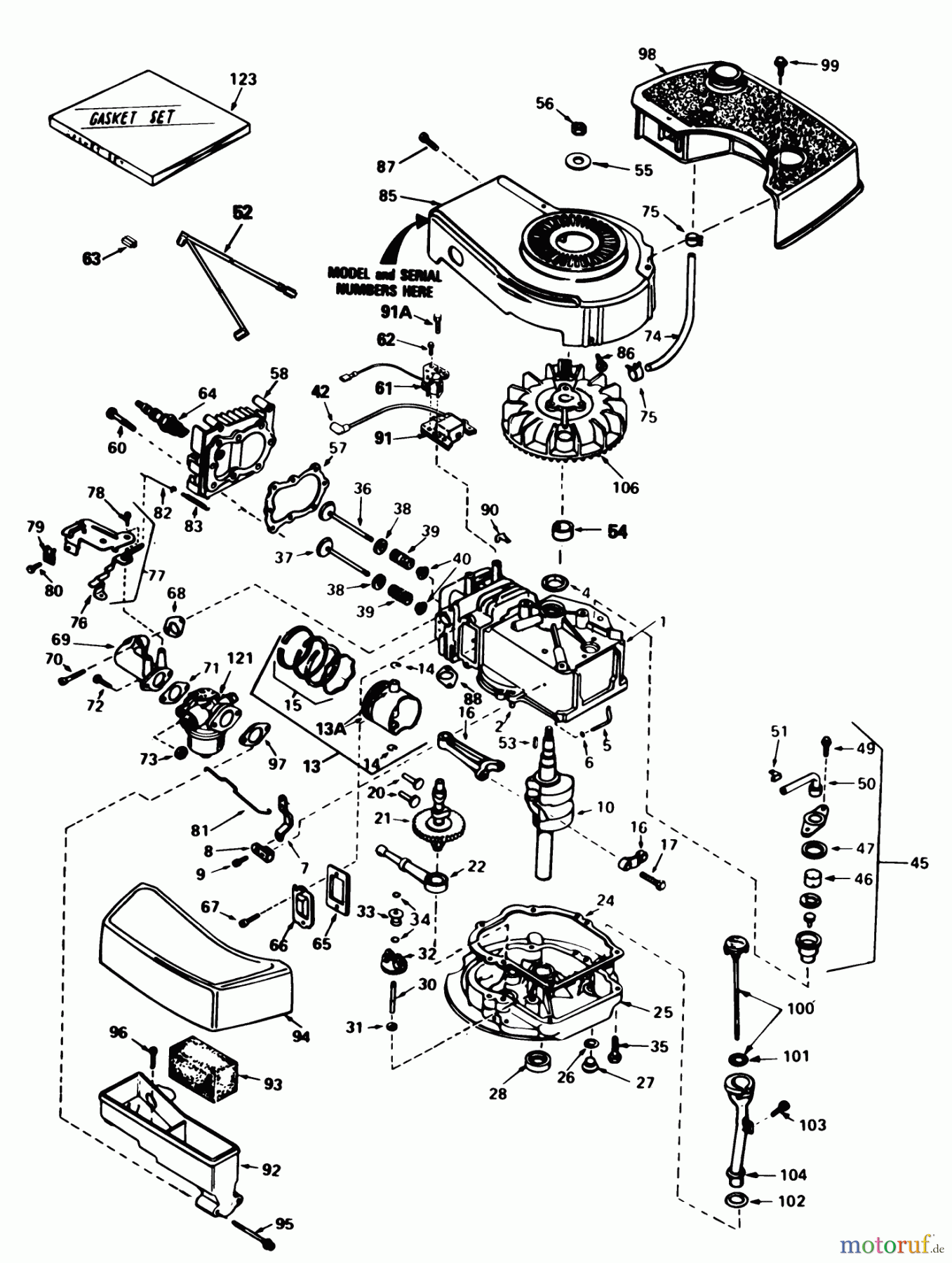  Toro Neu Mowers, Walk-Behind Seite 1 20574 - Toro Lawnmower, 1983 (3000001-3999999) ENGINE TECUMSEH MODEL NO. TNT 100-10084E