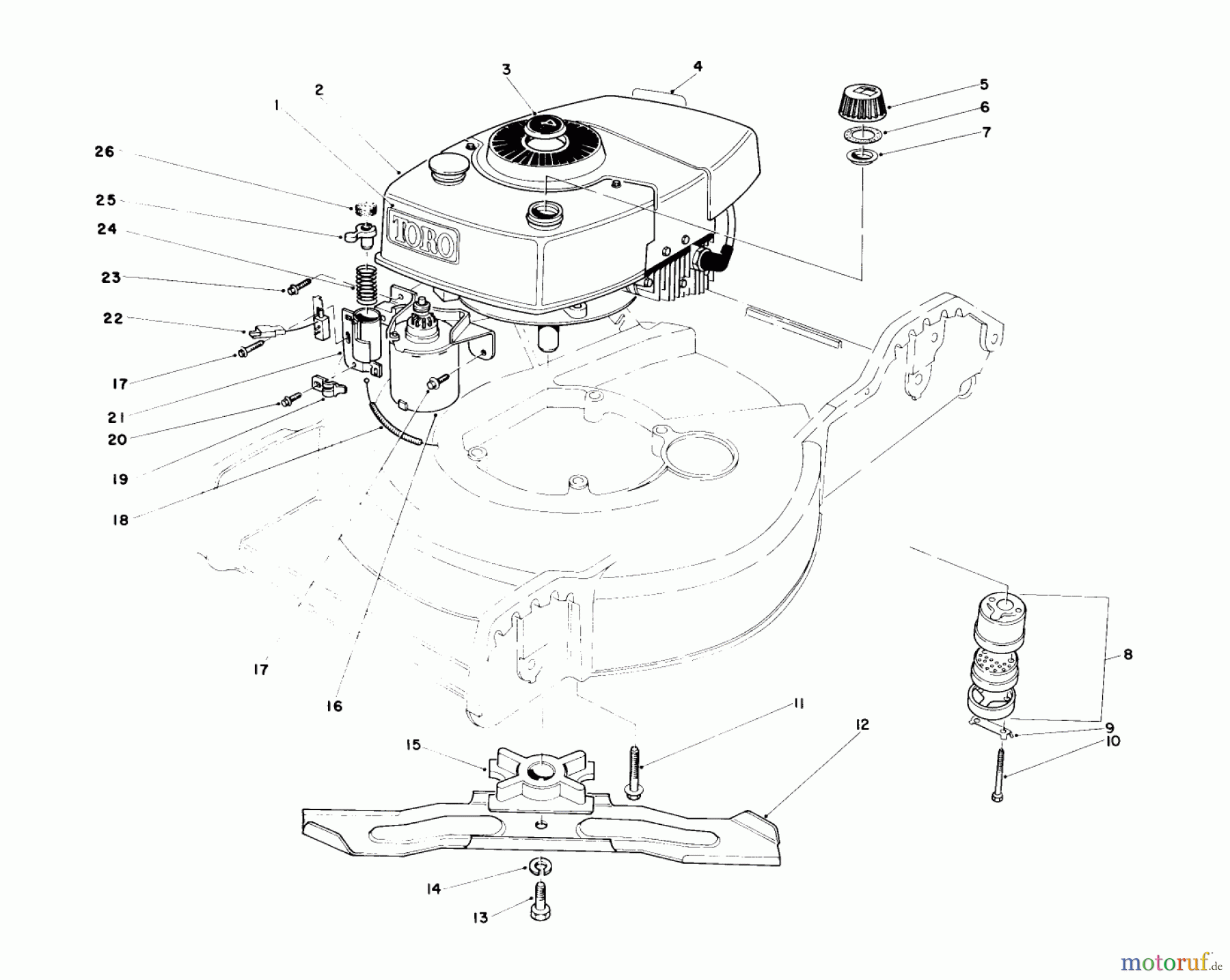  Toro Neu Mowers, Walk-Behind Seite 1 20574 - Toro Lawnmower, 1984 (4000001-4999999) ENGINE ASSEMBLY