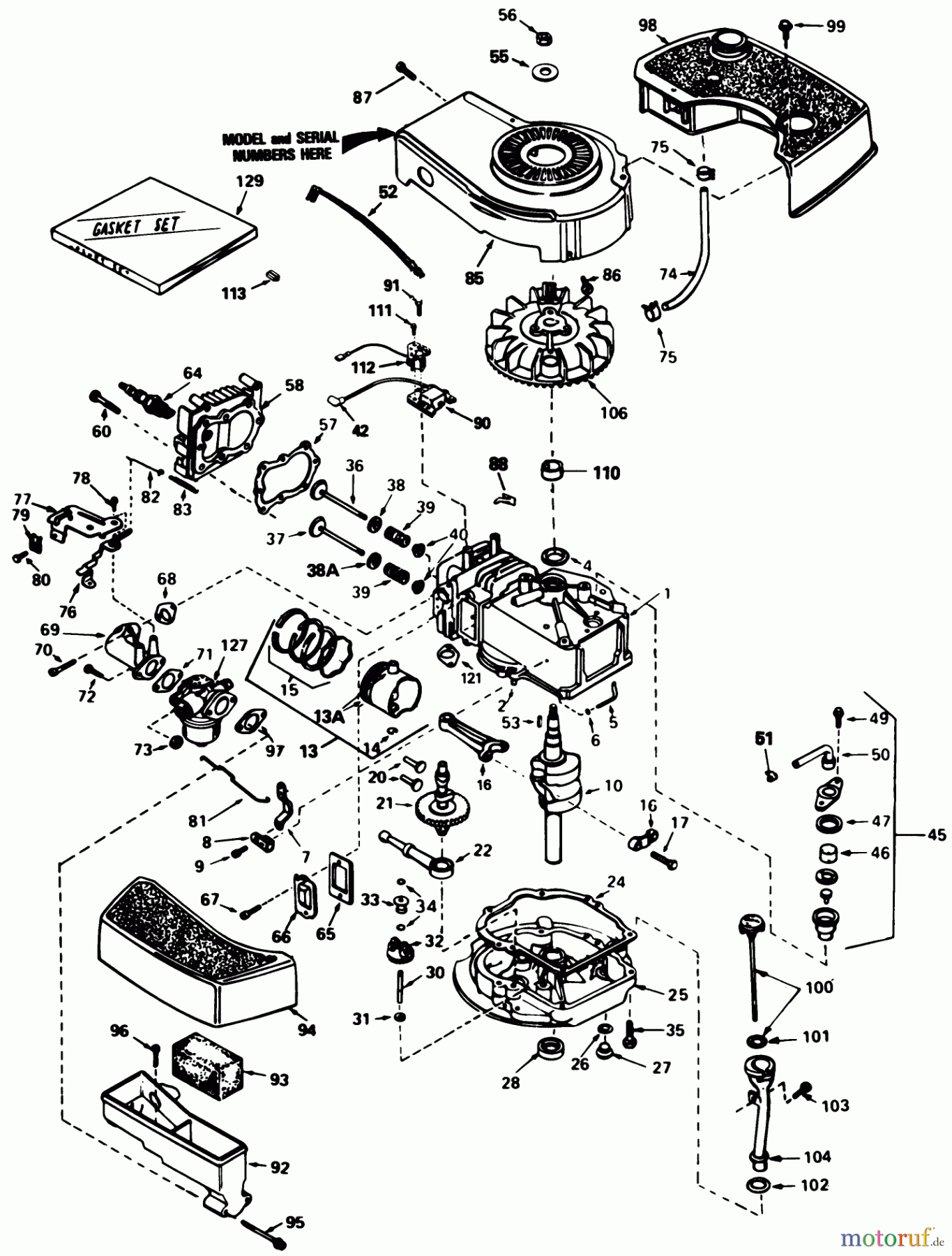  Toro Neu Mowers, Walk-Behind Seite 1 20574 - Toro Lawnmower, 1986 (6000001-6999999) ENGINE TECUMSEH MODEL NO. TNT 100 10097E
