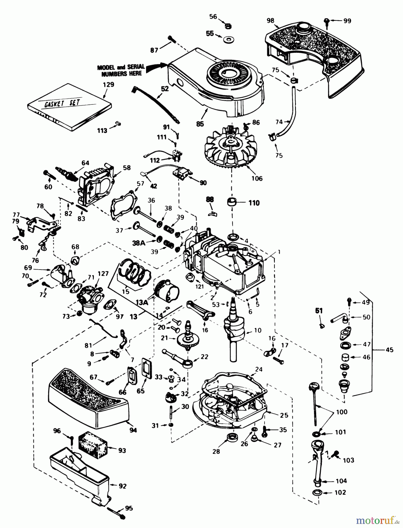  Toro Neu Mowers, Walk-Behind Seite 1 20574 - Toro Lawnmower, 1987 (7000001-7999999) ENGINE TECUMSEH MODEL NO. TNT 100 10097E
