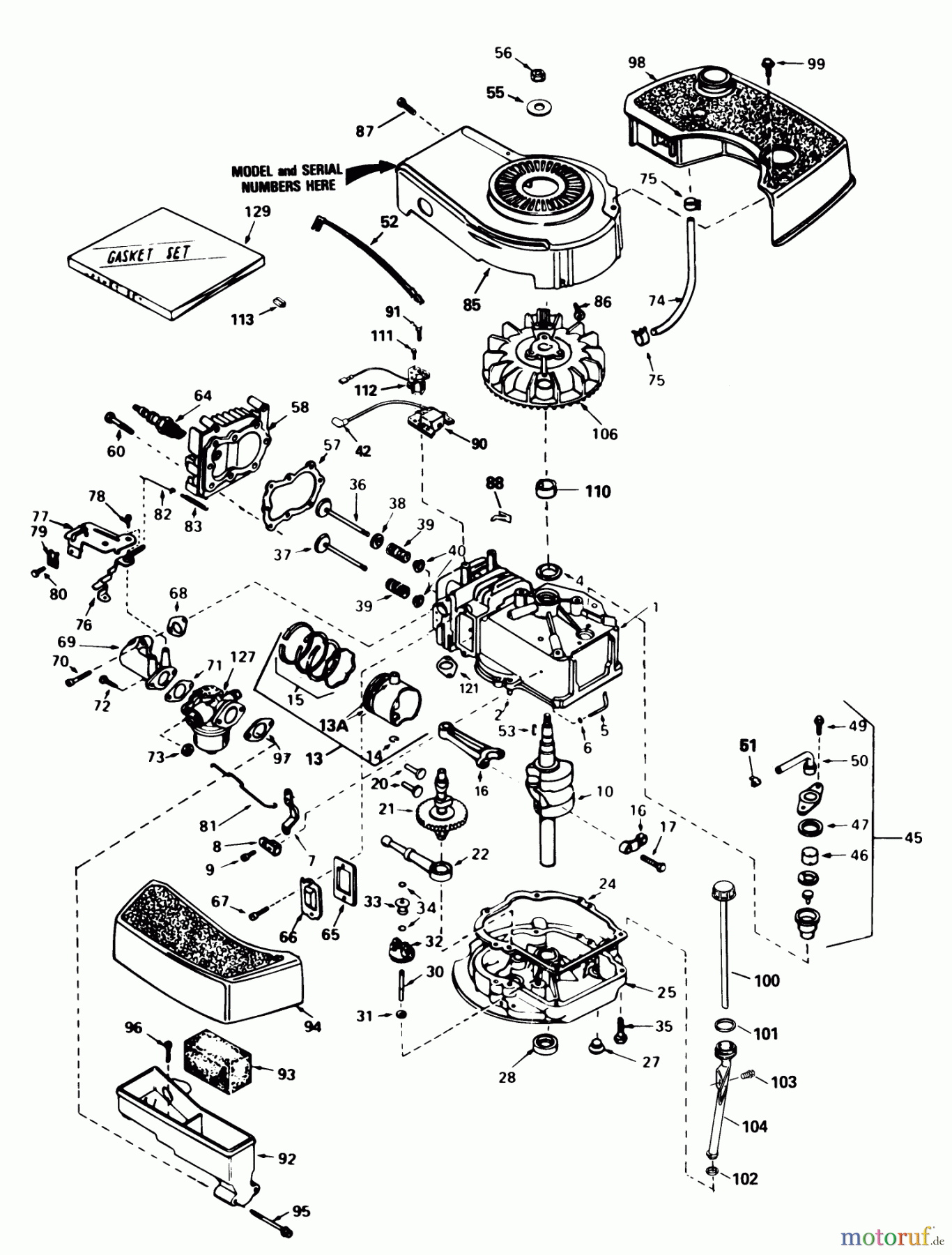  Toro Neu Mowers, Walk-Behind Seite 1 20574 - Toro Lawnmower, 1988 (8000001-8999999) ENGINE TECUMSEH MODEL NO. TNT 100-10097F