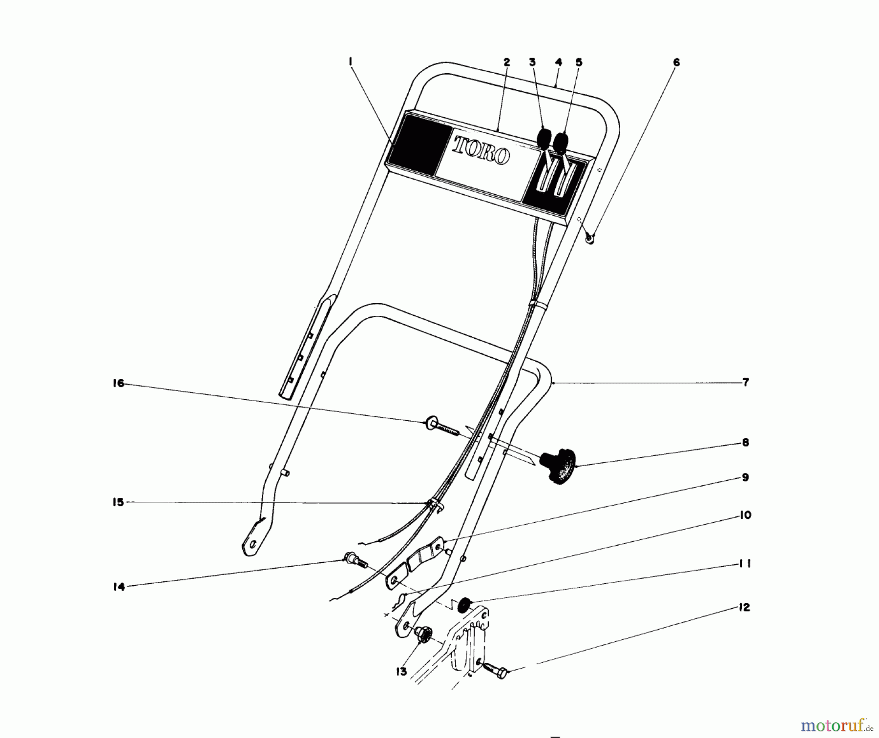  Toro Neu Mowers, Walk-Behind Seite 1 20575 - Toro Lawnmower, 1978 (8007501-8999999) HANDLE ASSEMBLY
