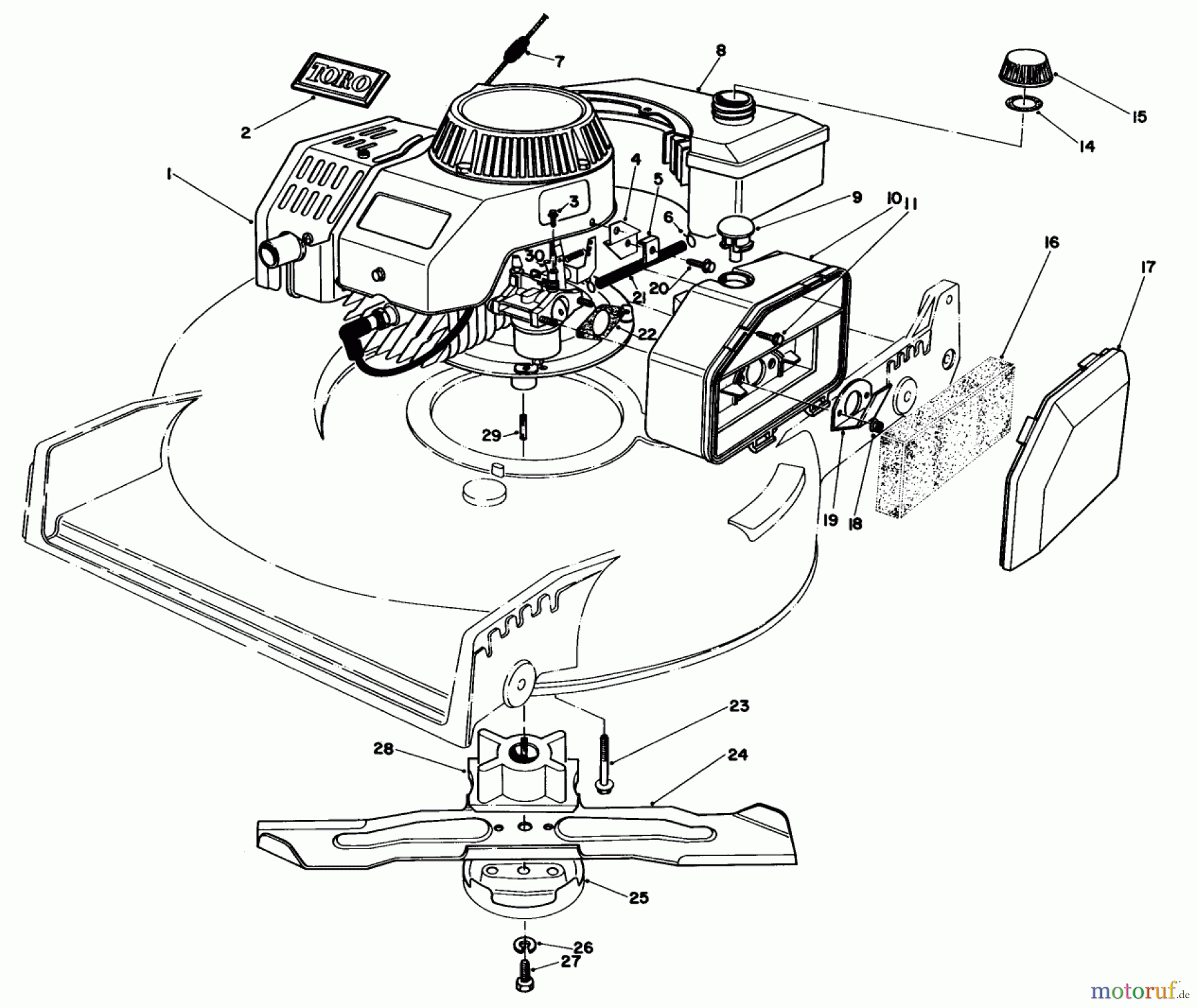 Toro Neu Mowers, Walk-Behind Seite 1 20581 - Toro Lawnmower, 1983 (3000001-3999999) ENGINE ASSEMBLY