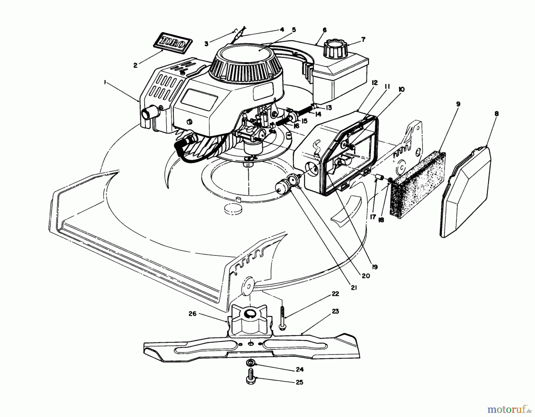  Toro Neu Mowers, Walk-Behind Seite 1 20581C - Toro Lawnmower, 1988 (8000001-8999999) ENGINE ASSEMBLY