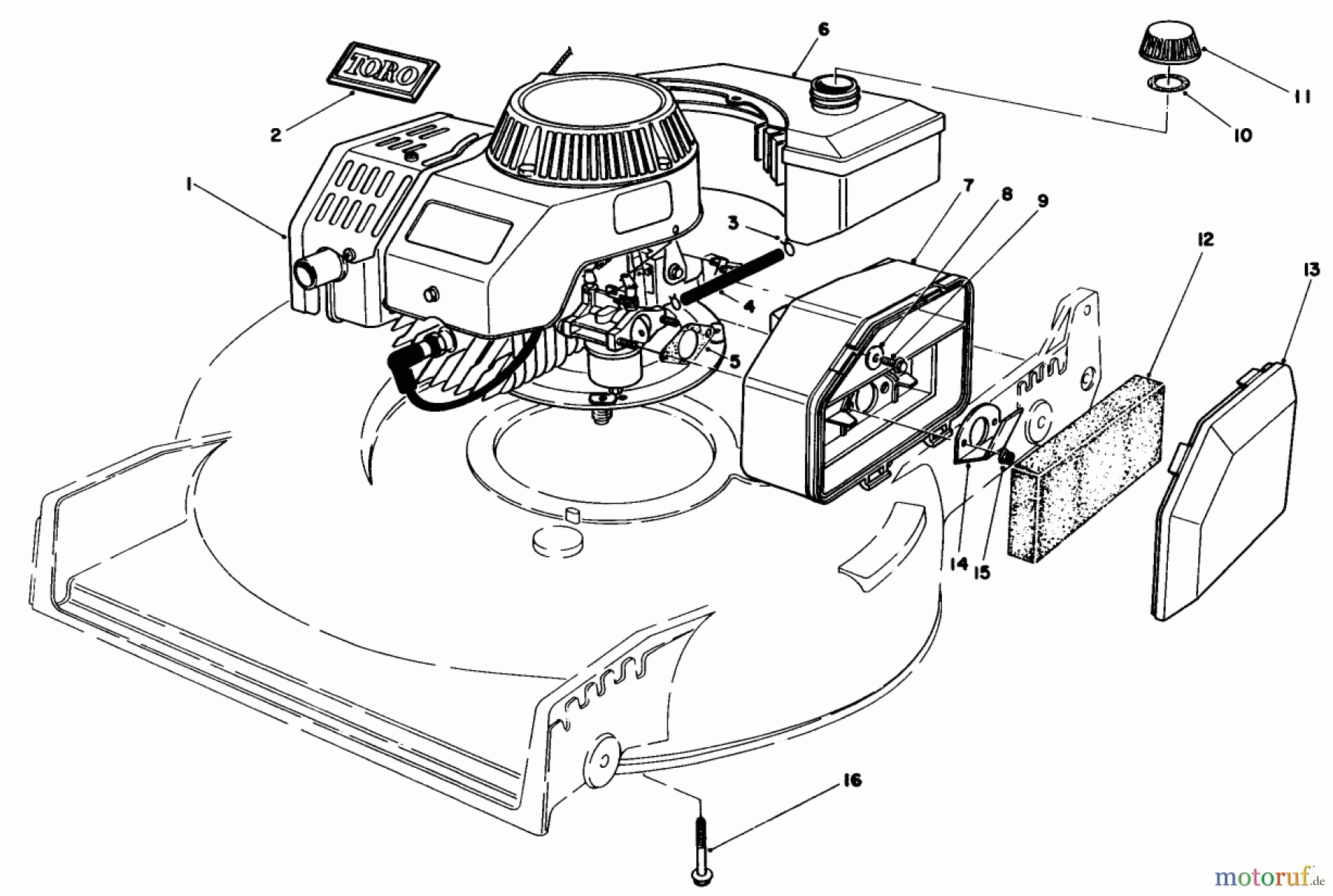  Toro Neu Mowers, Walk-Behind Seite 1 20584 - Toro Lawnmower, 1985 (5000001-4999999) ENGINE ASSEMBLY