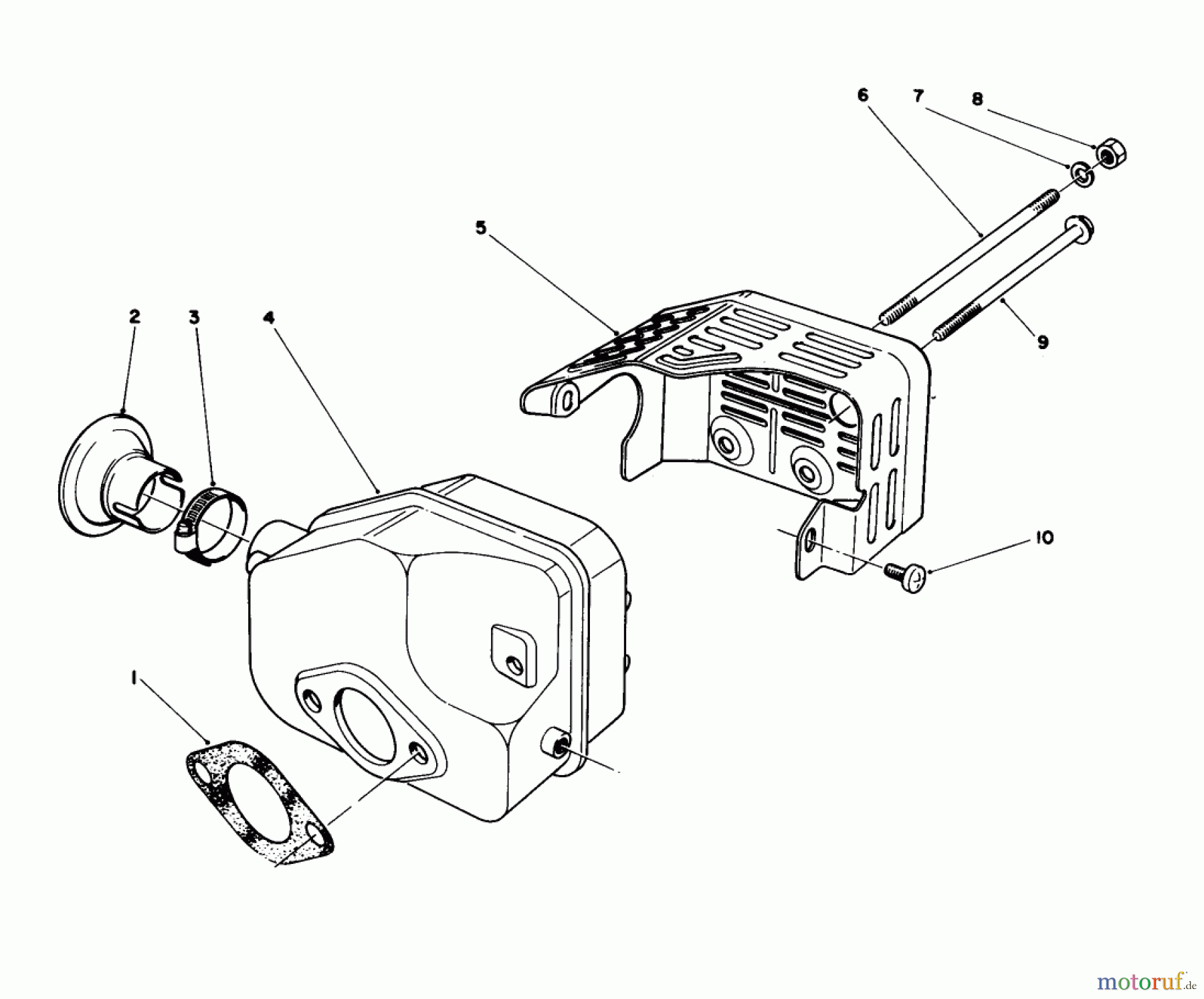  Toro Neu Mowers, Walk-Behind Seite 1 20584 - Toro Lawnmower, 1987 (7000001-7999999) MUFFLER ASSEMBLY (ENGINE MODEL NO. 47PF5 & 47PG6)