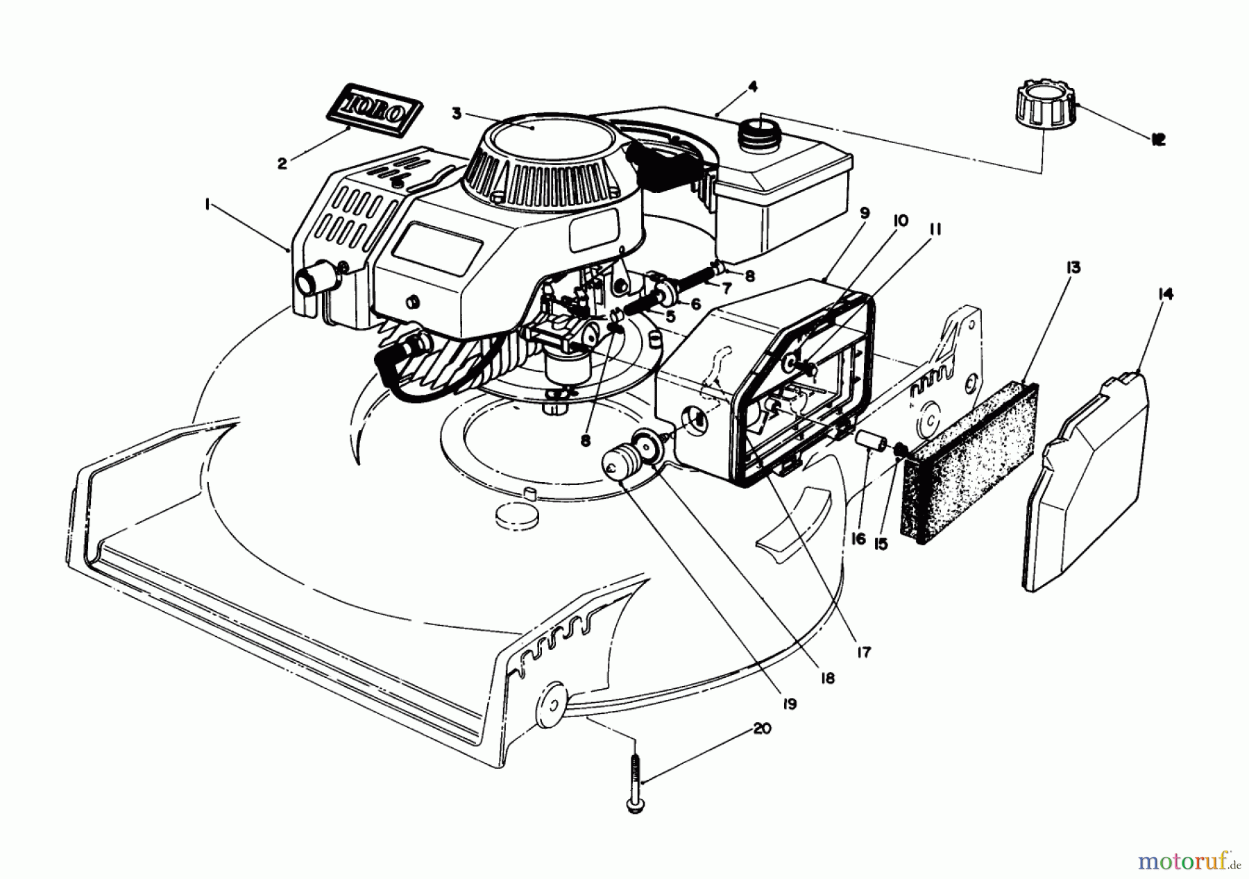  Toro Neu Mowers, Walk-Behind Seite 1 20584 - Toro Lawnmower, 1988 (8000001-8999999) ENGINE ASSEMBLY