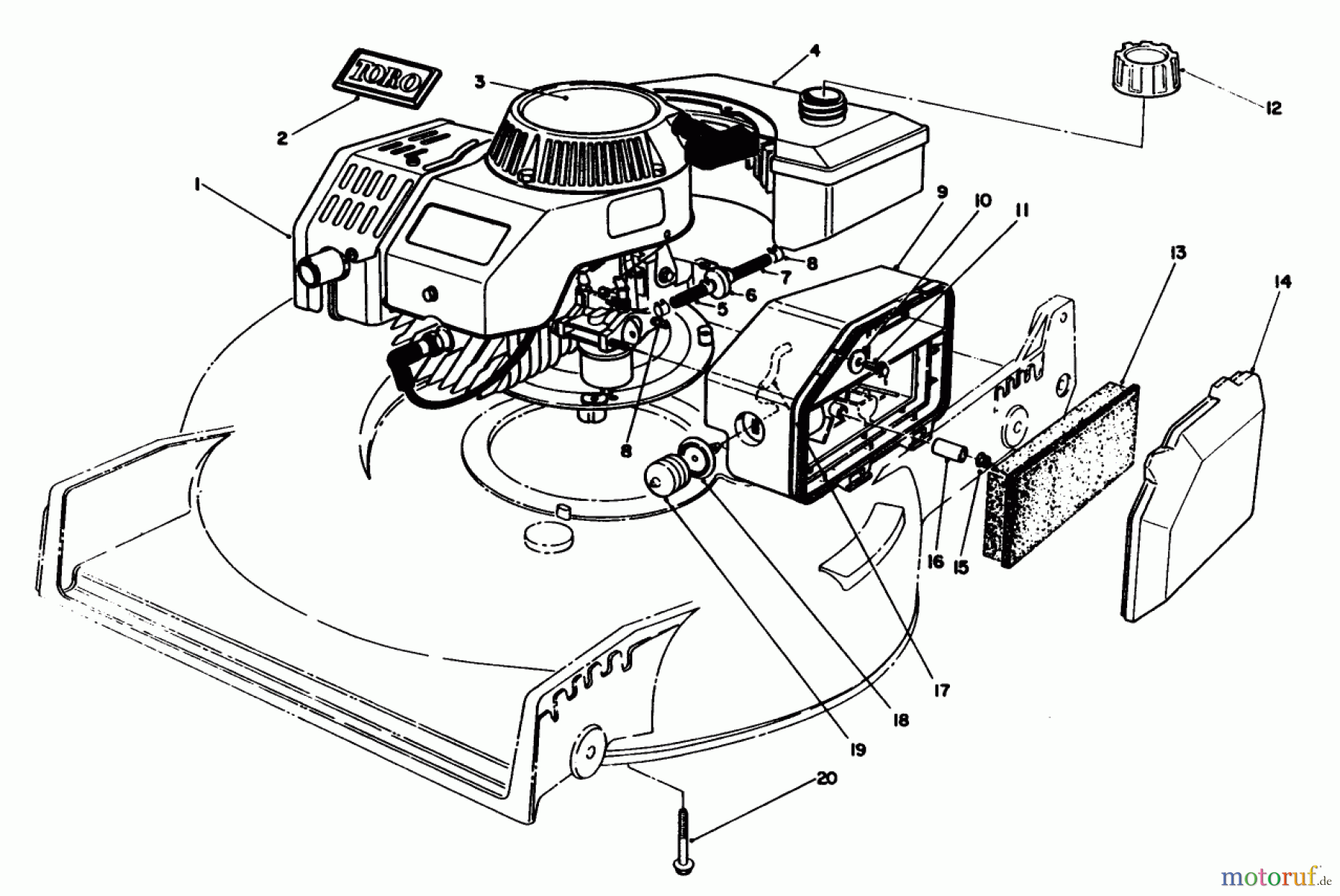 Toro Neu Mowers, Walk-Behind Seite 1 20584C - Toro Lawnmower, 1989 (9000001-9999999) ENGINE ASSEMBLY