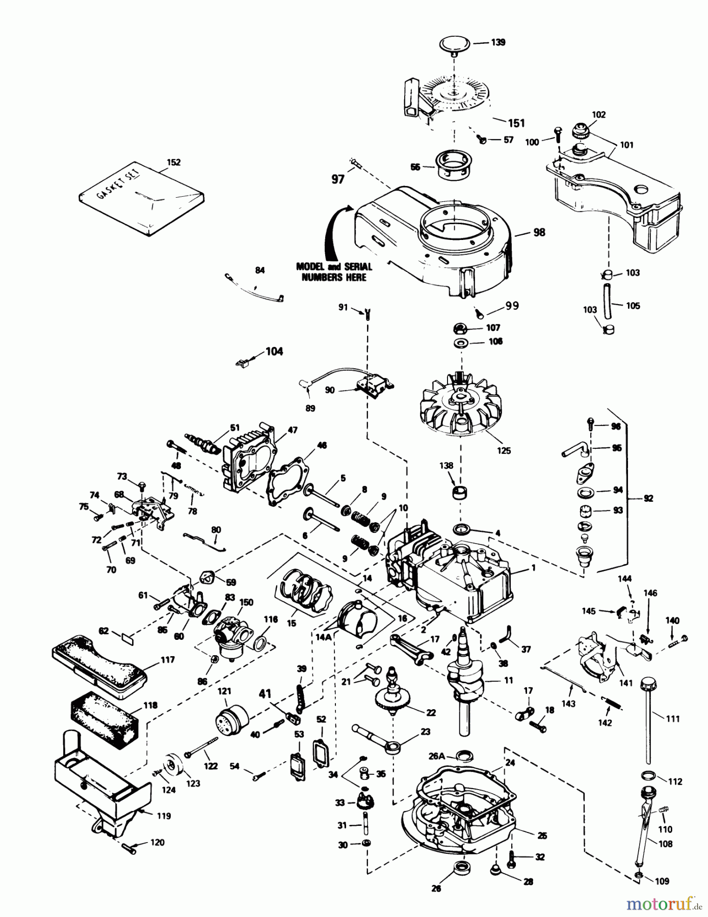  Toro Neu Mowers, Walk-Behind Seite 1 20586 - Toro Lawnmower, 1988 (8000001-8999999) ENGINE TECUMSEH MODEL TVS100-44012B