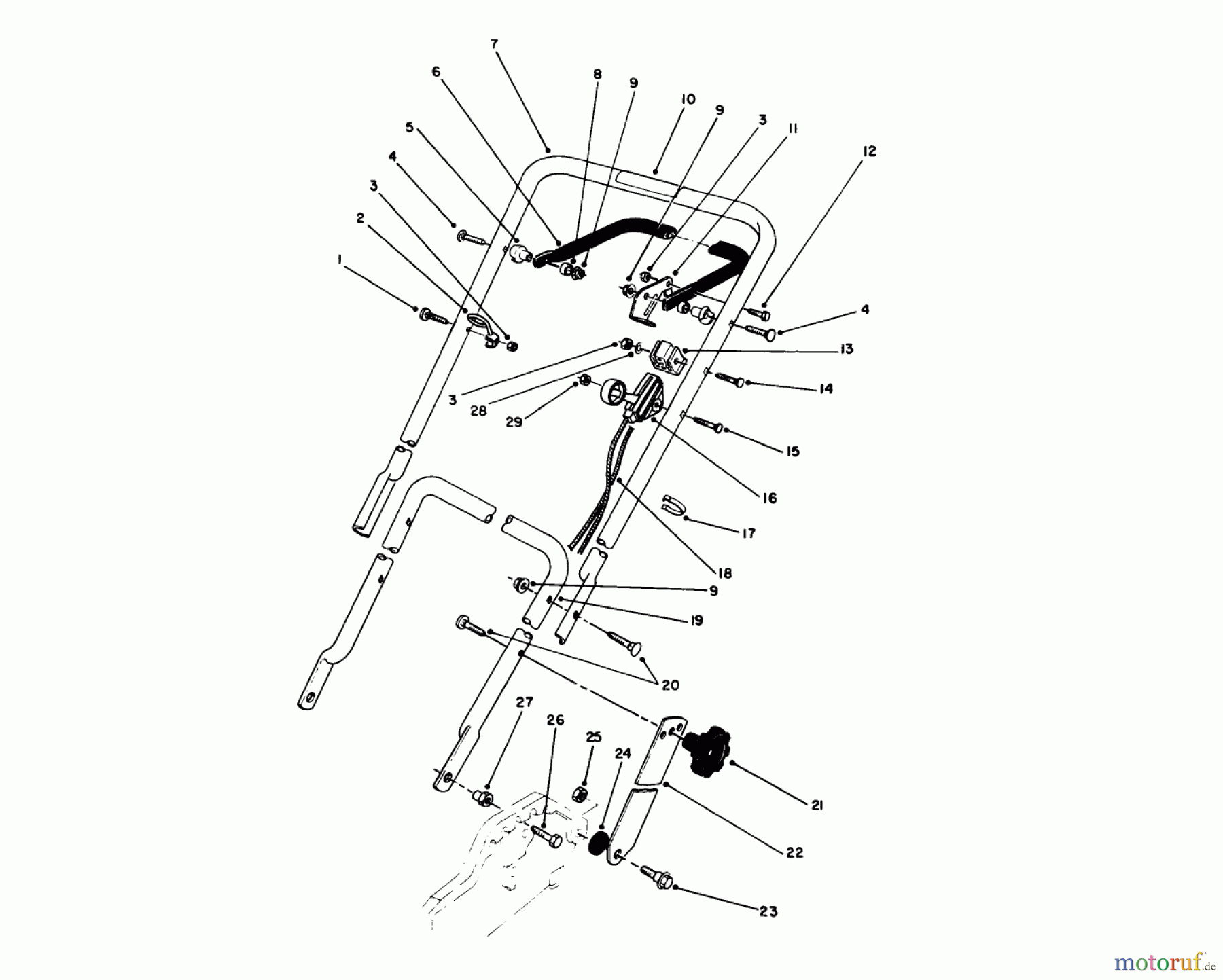  Toro Neu Mowers, Walk-Behind Seite 1 20586 - Toro Lawnmower, 1988 (8000001-8999999) HANDLE & THROTTLE CONTROL ASSEMBLY