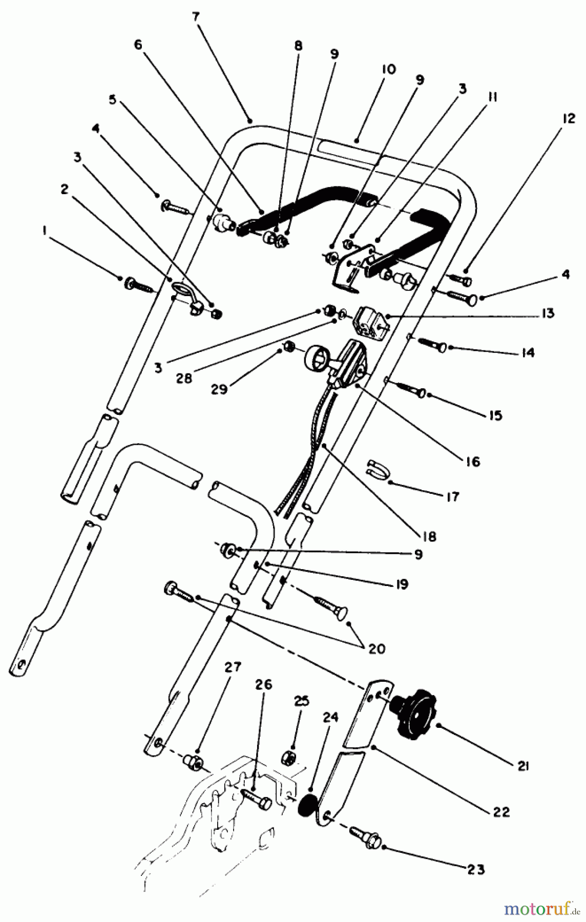  Toro Neu Mowers, Walk-Behind Seite 1 20586 - Toro Lawnmower, 1989 (9000001-9999999) HANDLE & THROTTLE CONTROL ASSEMBLY