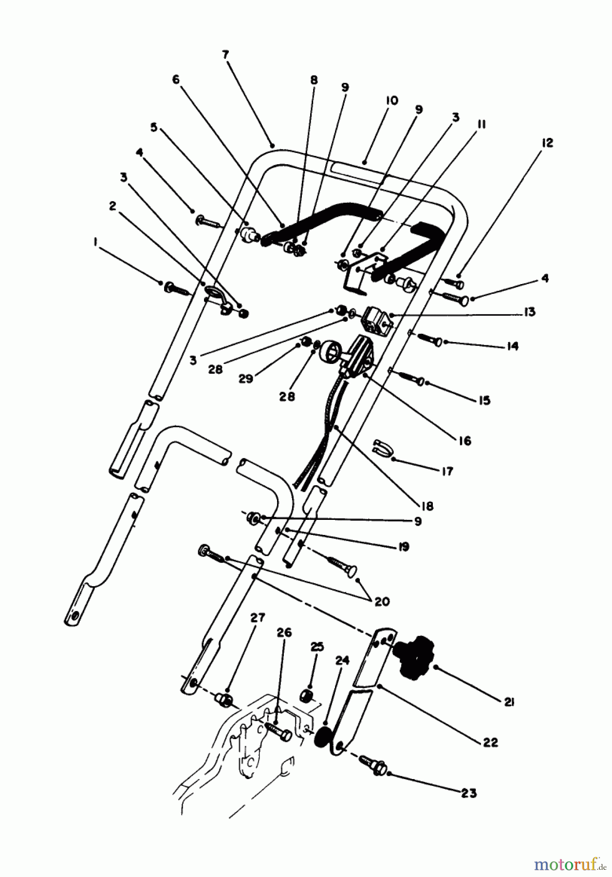  Toro Neu Mowers, Walk-Behind Seite 1 20586C - Toro Lawnmower, 1988 (8000001-8999999) HANDLE & THROTTLE CONTROL ASSEMBLY