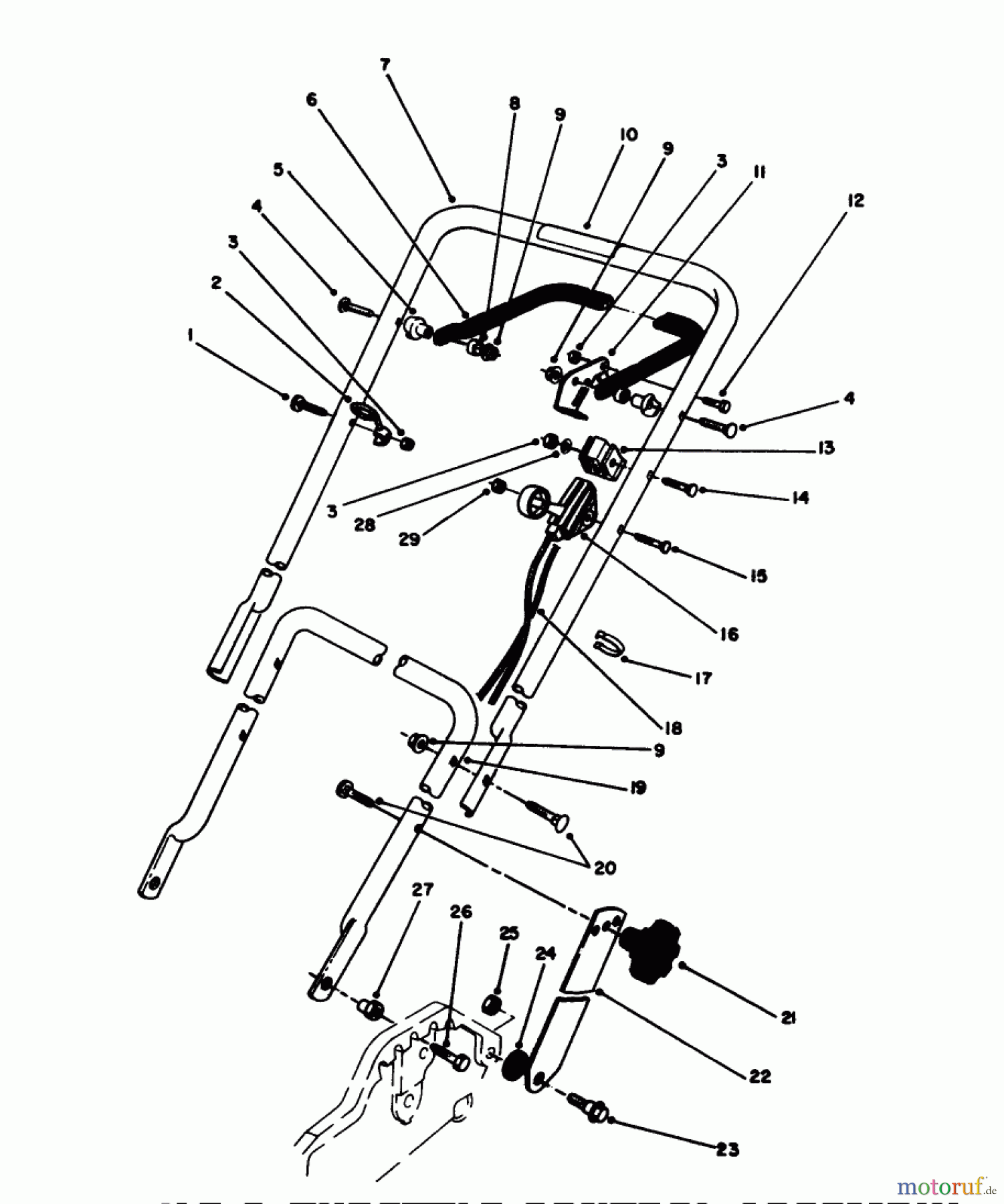  Toro Neu Mowers, Walk-Behind Seite 1 20586C - Toro Lawnmower, 1989 (9000001-9999999) HANDLE & THROTTLE CONTROL ASSEMBLY