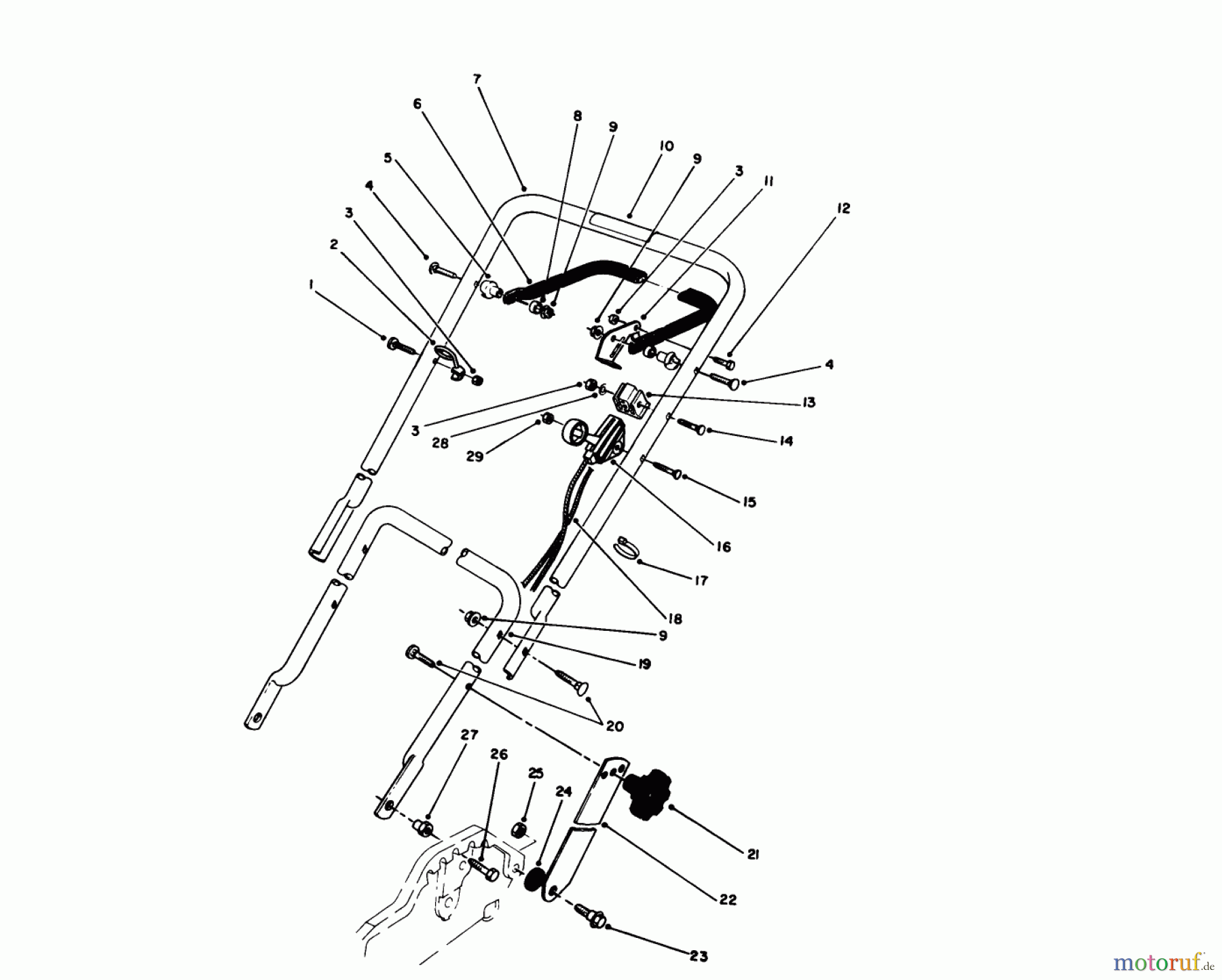  Toro Neu Mowers, Walk-Behind Seite 1 20587 - Toro Lawnmower, 1990 (0000001-0999999) HANDLE & THROTTLE CONTROL ASSEMBLY