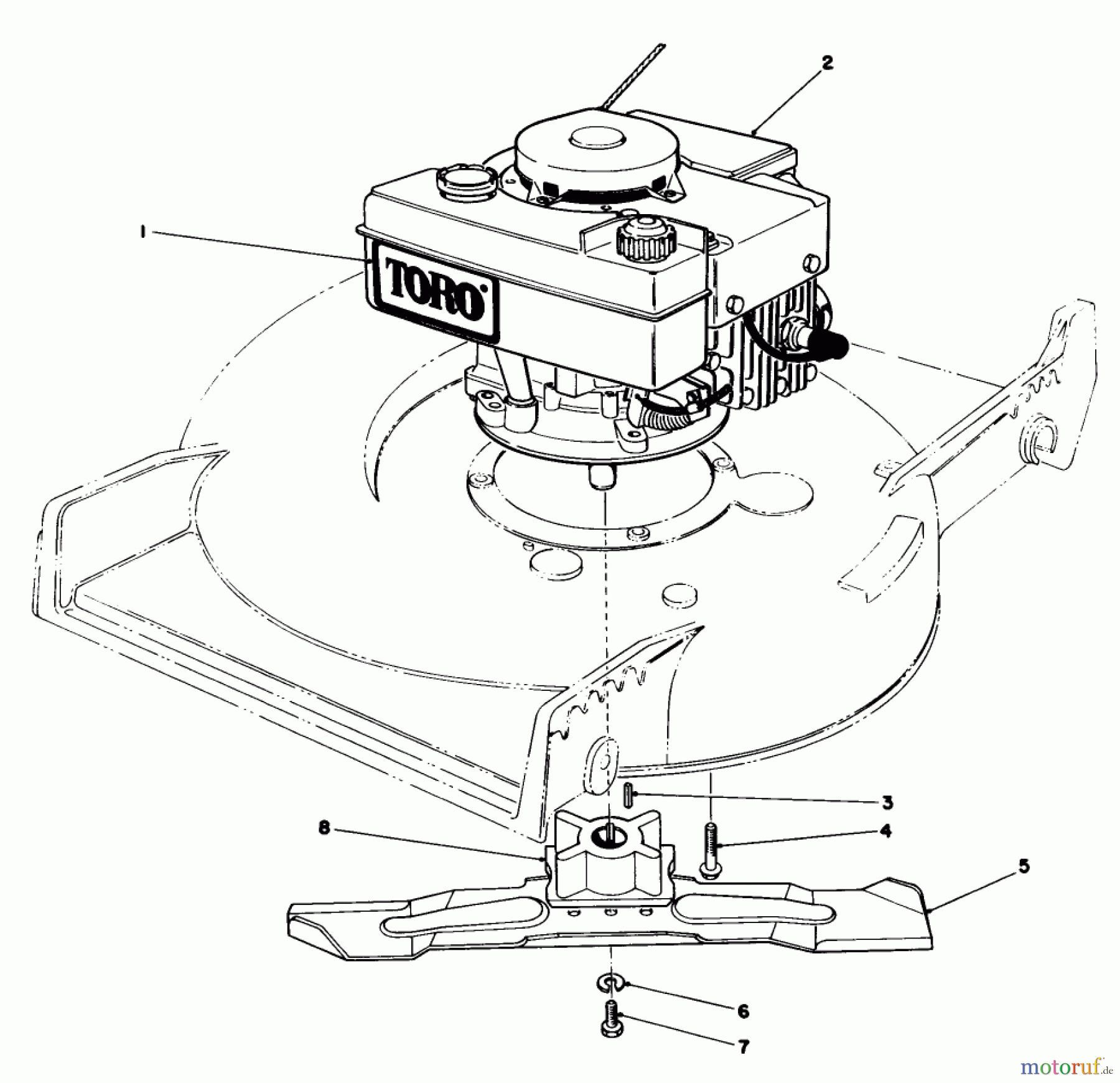  Toro Neu Mowers, Walk-Behind Seite 1 20588 - Toro Lawnmower, 1985 (5000001-5999999) ENGINE ASSEMBLY